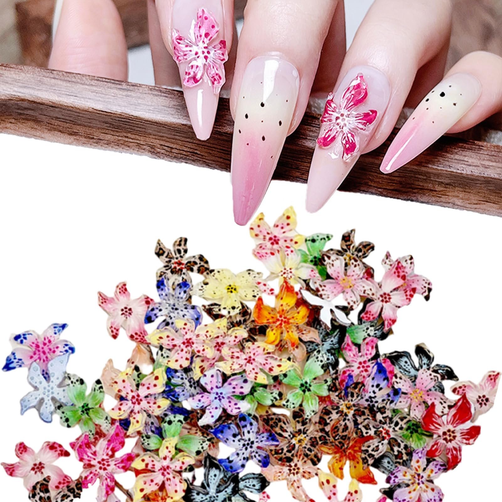 Украшения для ногтей Цветы, 3D Цветы для ногтей, Аксессуары для ногтей, Гавайские кристаллы, Летний маникюр, Украшения для ногтей, Мягкий клей, 80 шт, фото №1