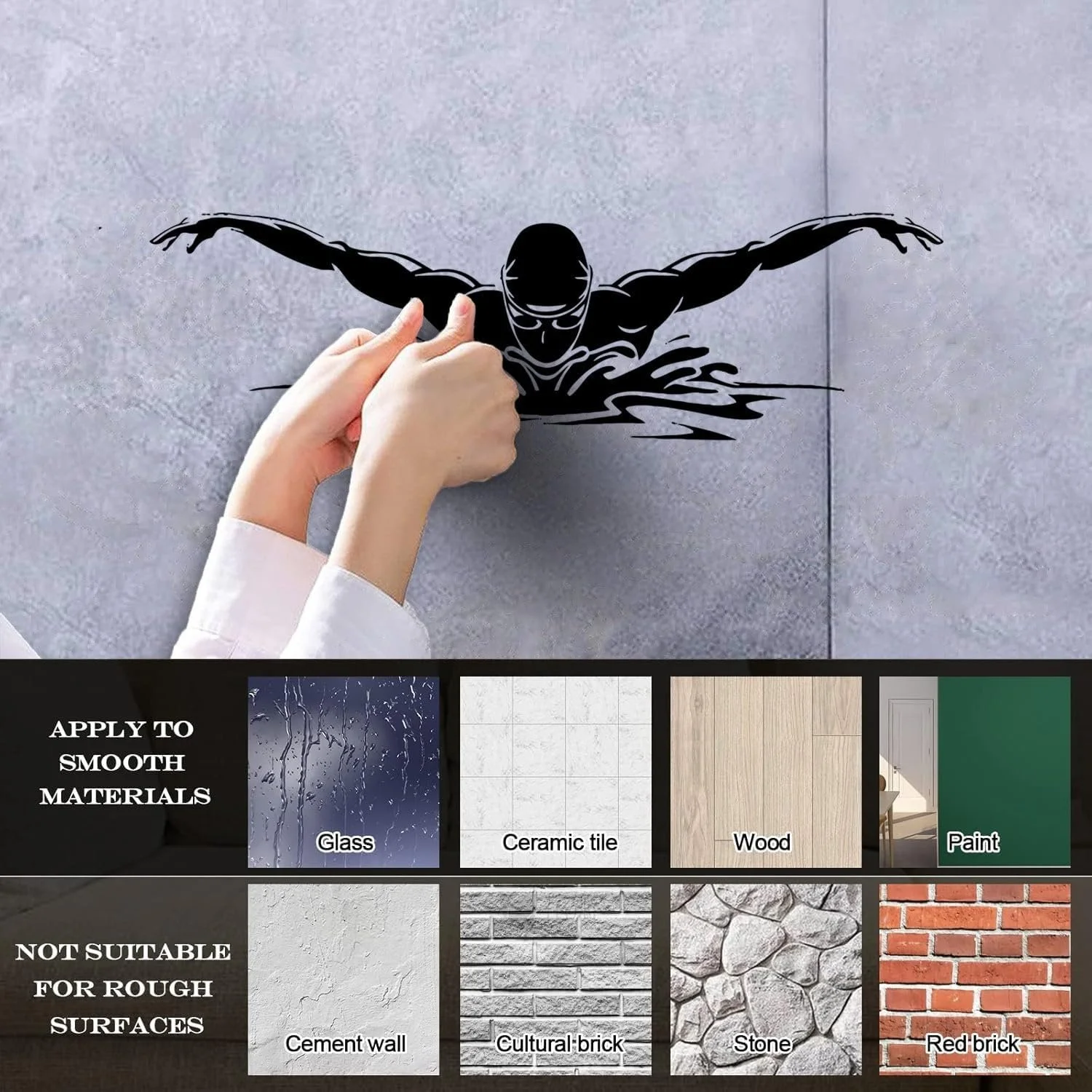 Наклейка на стіну Swimmer Water Sport Athletic 17x58 см Вініл, фото №5