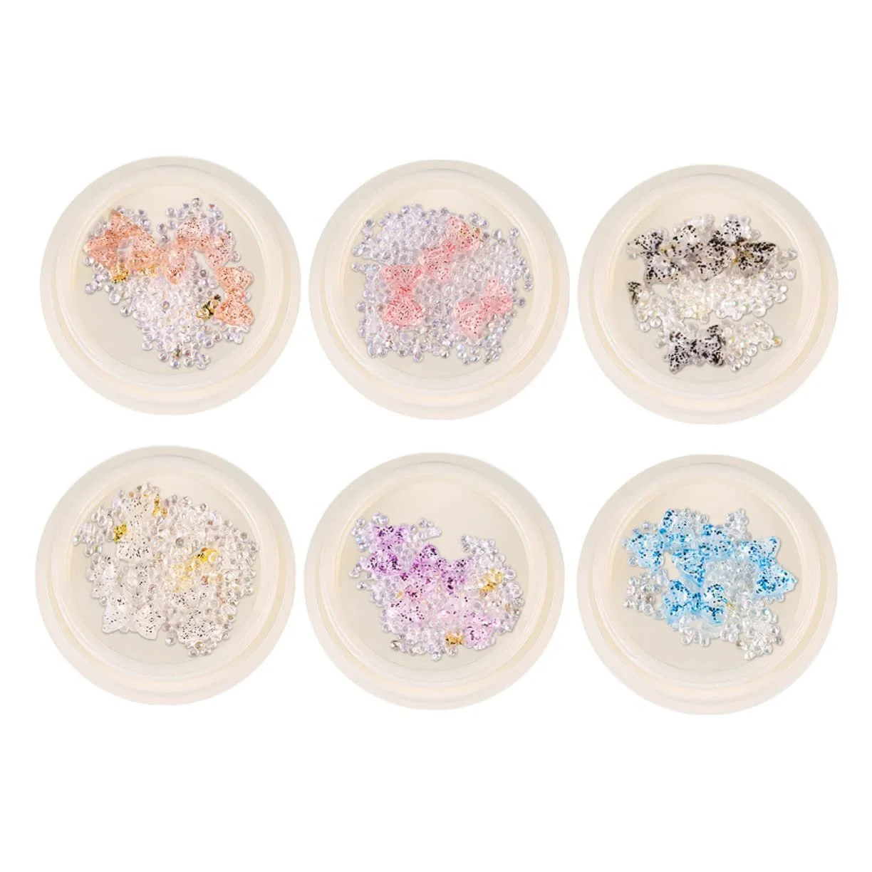 Набір для нігтів (6 коробок) Блискітки Стрази Плоскі Металеві Блискітки для акрилових нігтів, фото №1