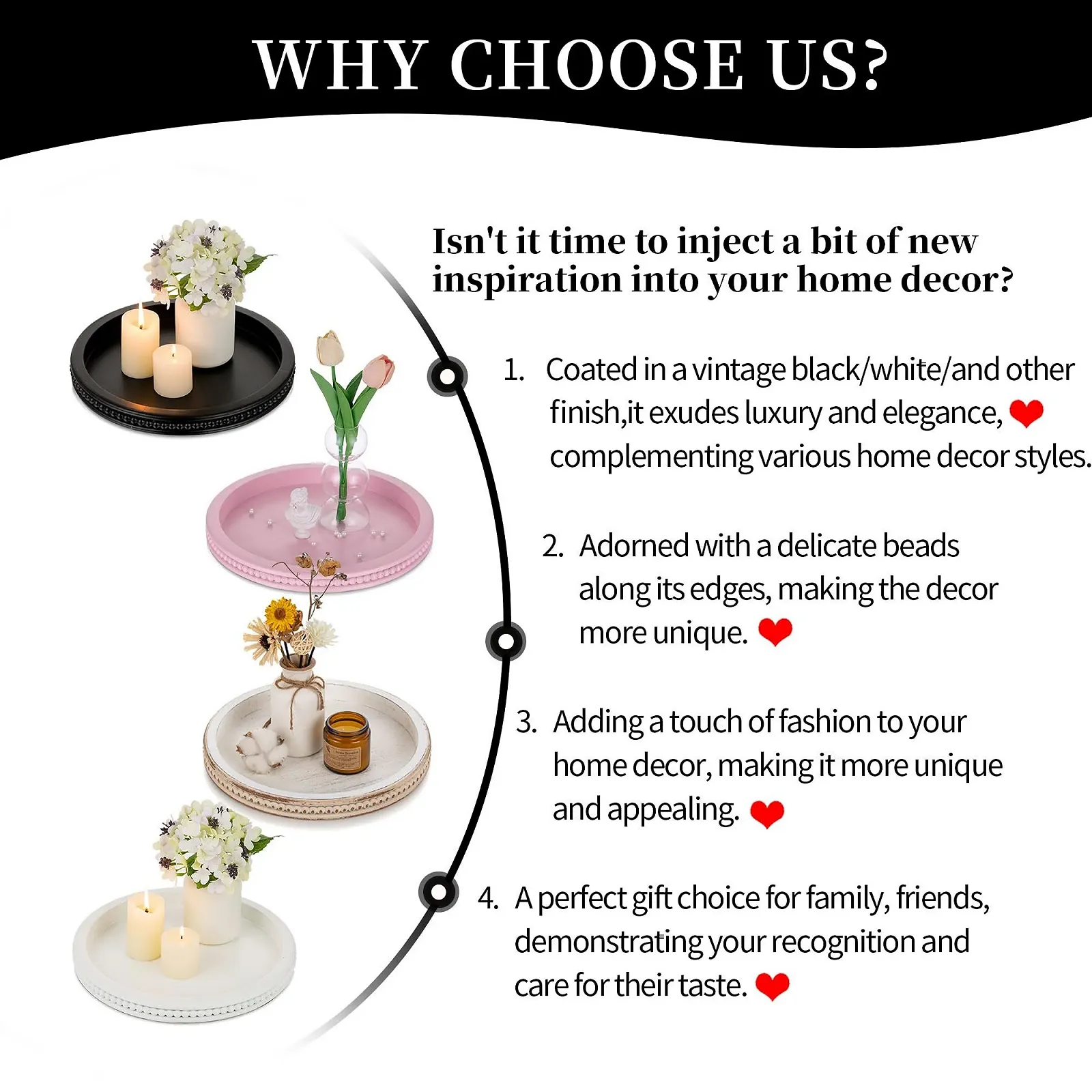 Декоративный поднос Hanobe Деревянный круглый, фото №7