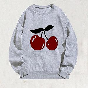 Женская толстовка UK Cherry Graphic Пуловер Круглый вырез Длинный рукав Большой размер Осень Зима Базовые рубашки Спортивный зал Дом synthetic.ua - Фото 1