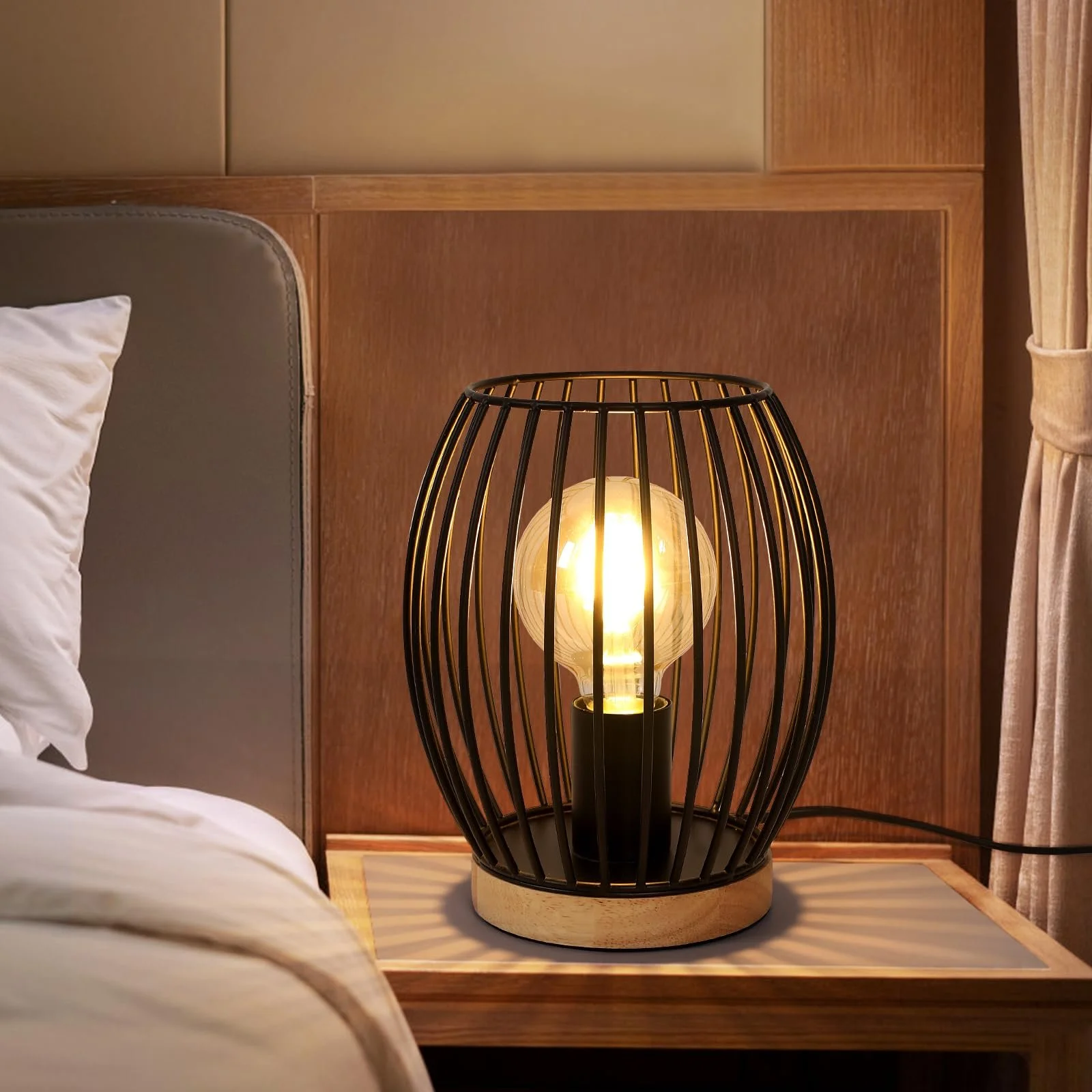 Настільна лампа Comely Vintage Metal E27 17x17x21 см Чорна, фото №3