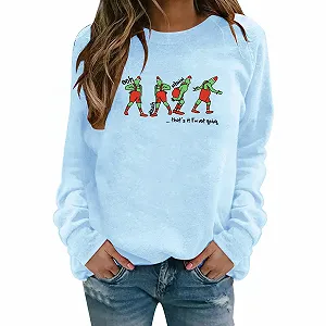 Рождественский свитер BHXUTK Женская толстовка с рождественским принтом елки, круглым вырезом, длинными рукавами, повседневный рождественский верх, смешной рождественский худи, рождественский джемпер - Фото 1