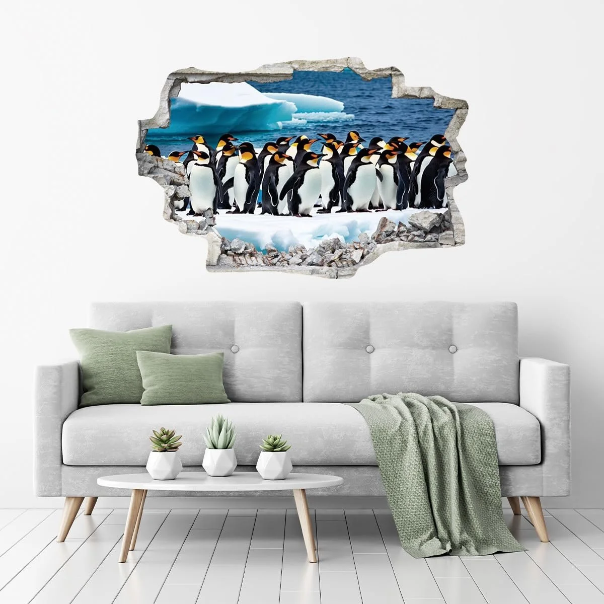 Наклейка на стіну DW000112 Pinguine auf Eisscholle 90 см x 60 см Сірий камінь, фото №2