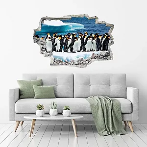 Наклейка на стіну DW000112 Pinguine auf Eisscholle 90 см x 60 см Сірий камінь synthetic.ua - Фото 1