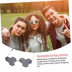 Сонцезахисні окуляри прямокутні Unisex PACKOVE 3 пари без оправи для вечірок та косплею synthetic.ua - Фото 1