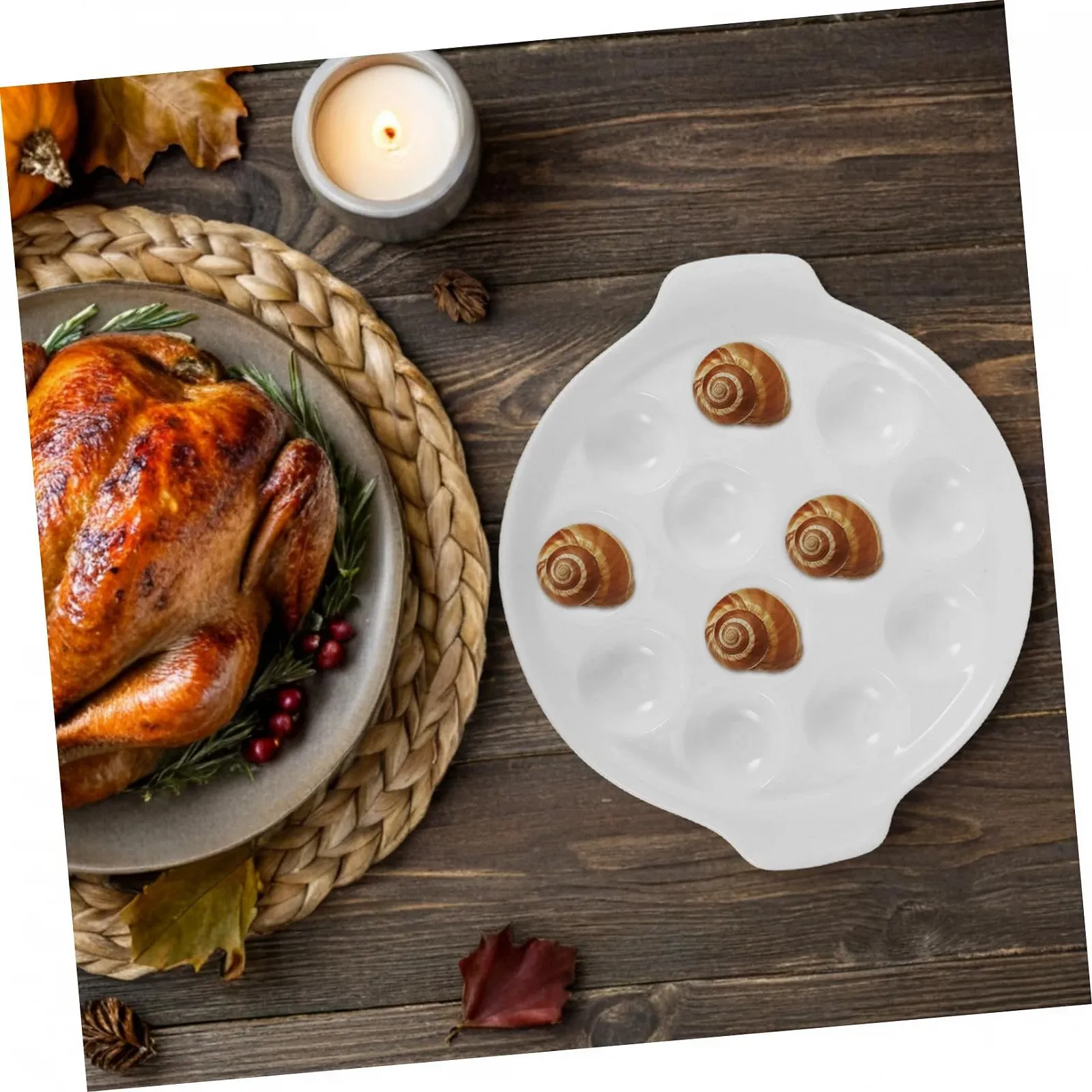 Форма для запекания улиток INOOMP Керамическая 12 отверстий С ручкой Белая, фото №5