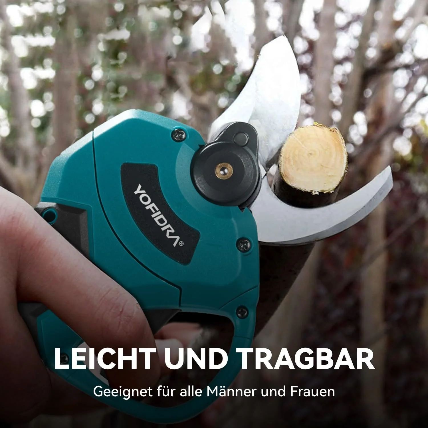 Секатор Yofidra акумуляторний електричний з LCD дисплеєм, 2 SK5 леза, зарядний пристрій, 2 акумулятори, 25 мм, фото №6