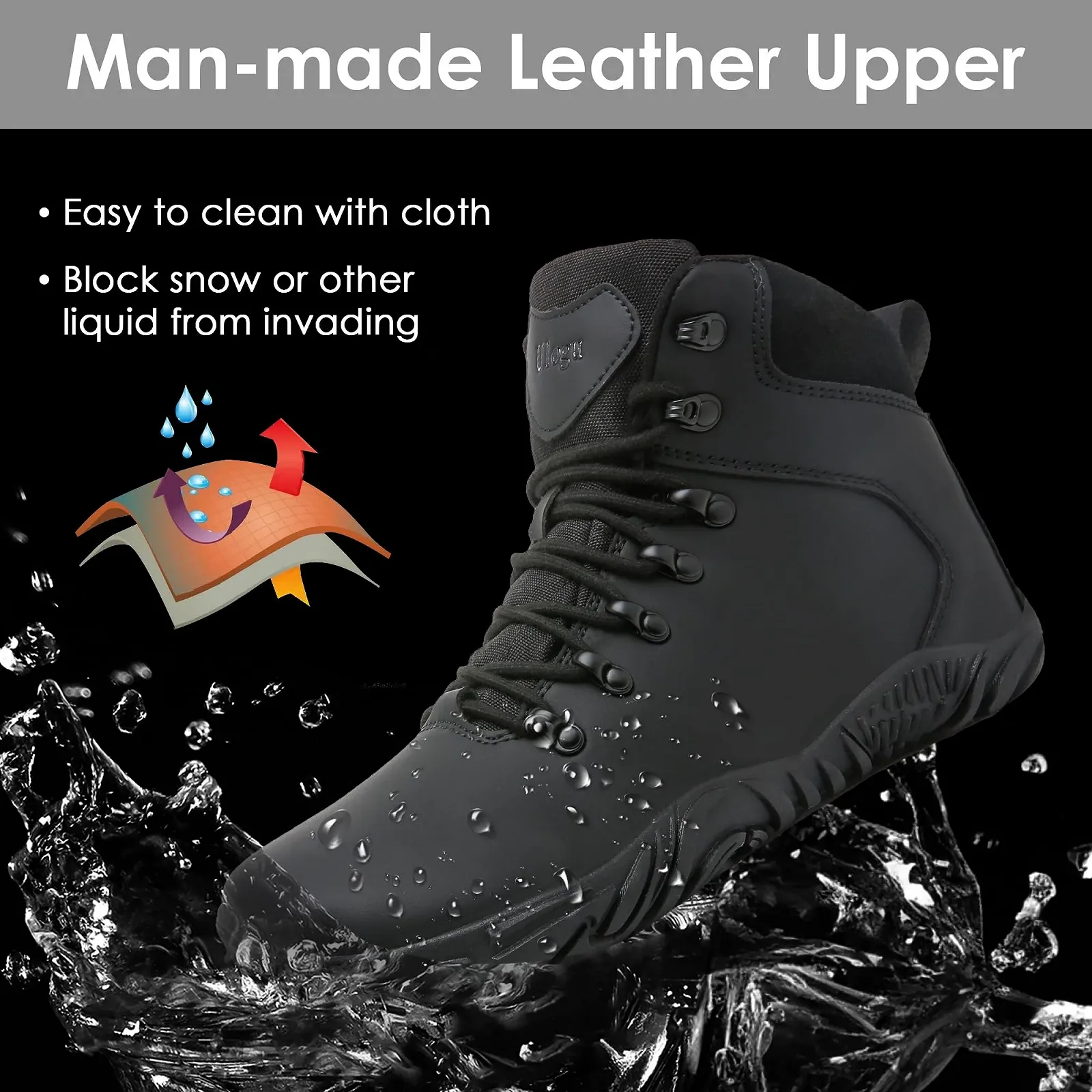 Зимние мужские ботинки Waterproof Warm Snow Boots Non-Slip Outdoor Trekking Shoes, фото №2 Зимние мужские ботинки Waterproof Warm Snow Boots Non-Slip Outdoor Trekking Shoes, фото №2