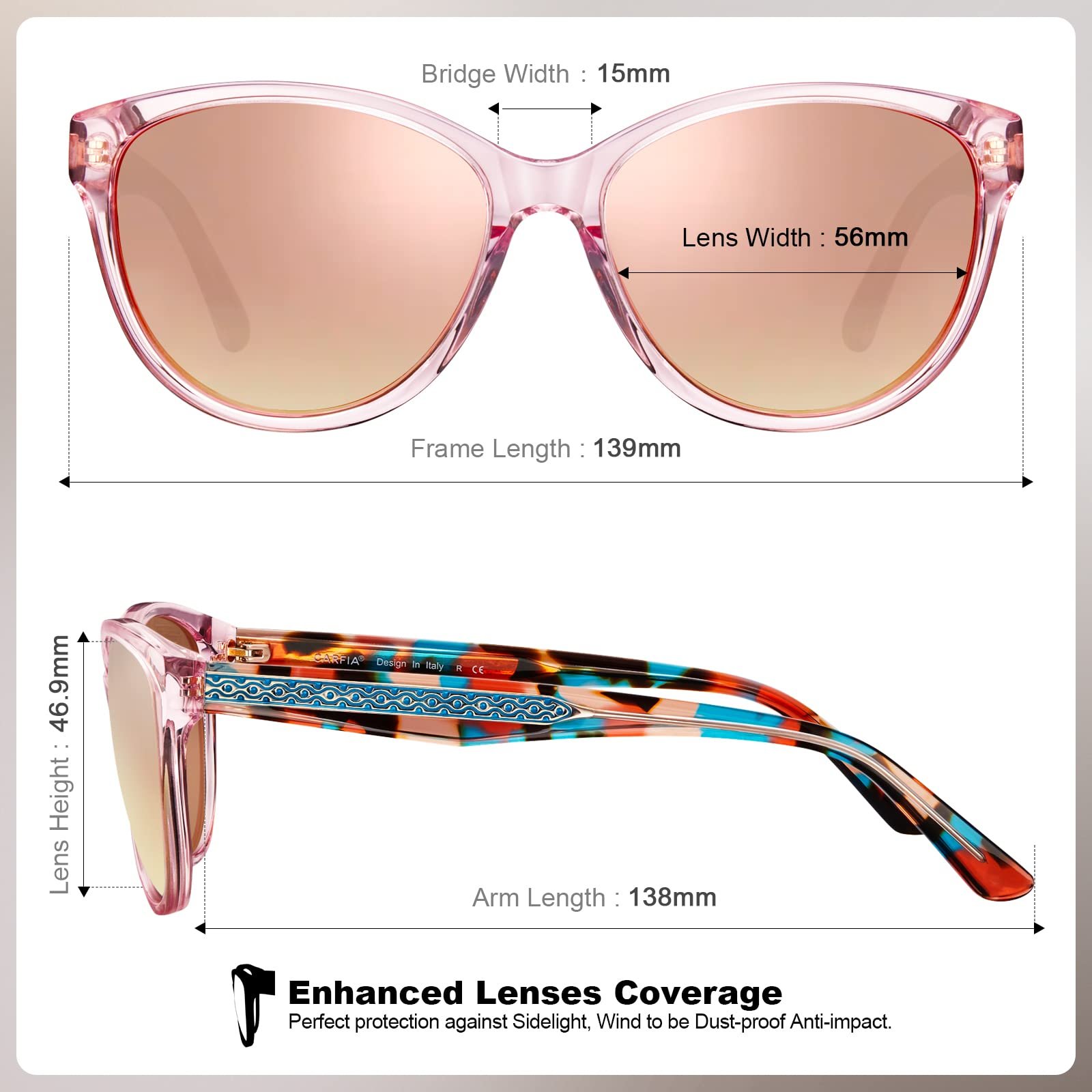 Сонцезахисні окуляри CARFIA Дзеркальні Жіночі Поляризовані UV400, фото №4