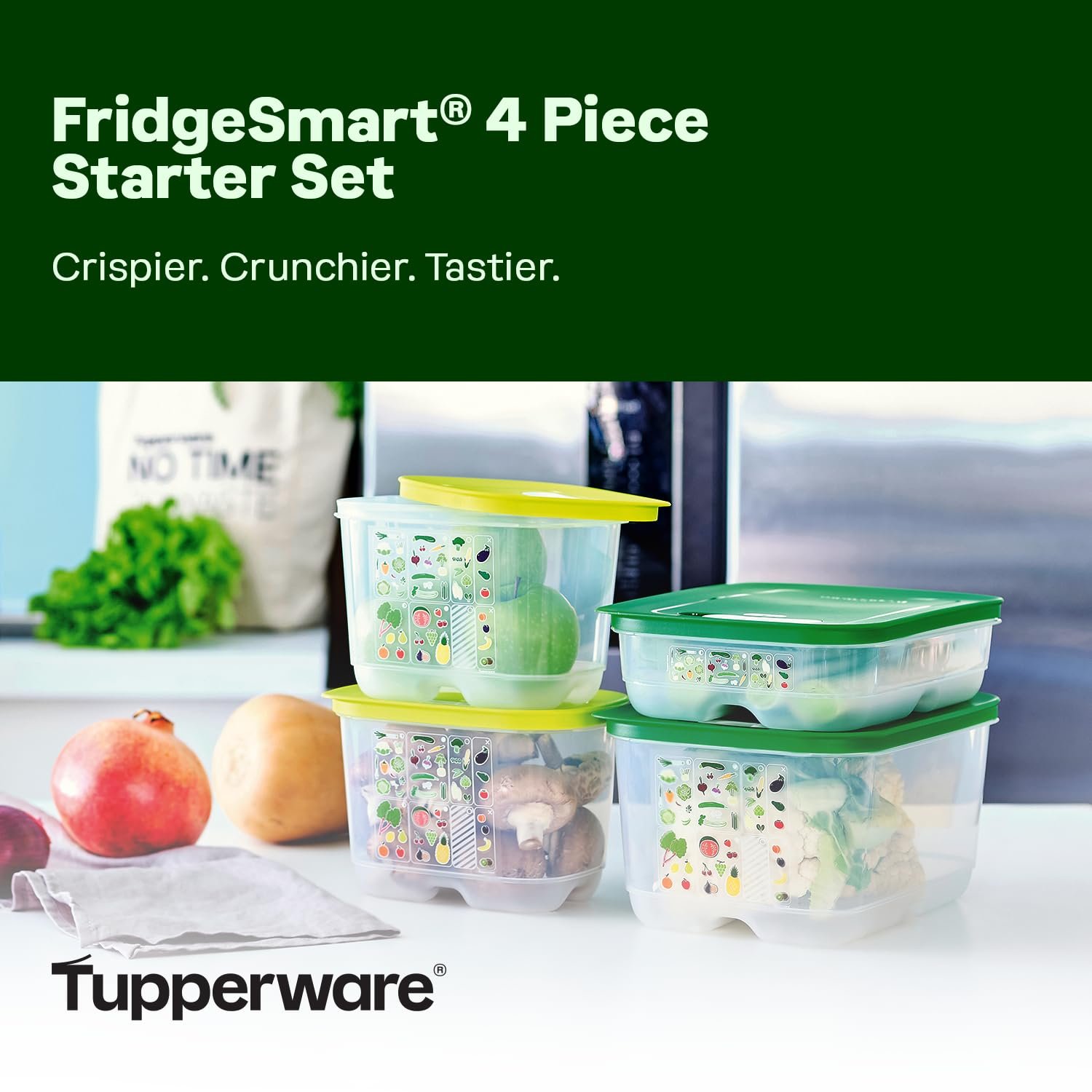 Набір контейнерів для зберігання їжі Tupperware Fridgesmart 4 шт Без BPA Прозорий, фото №2