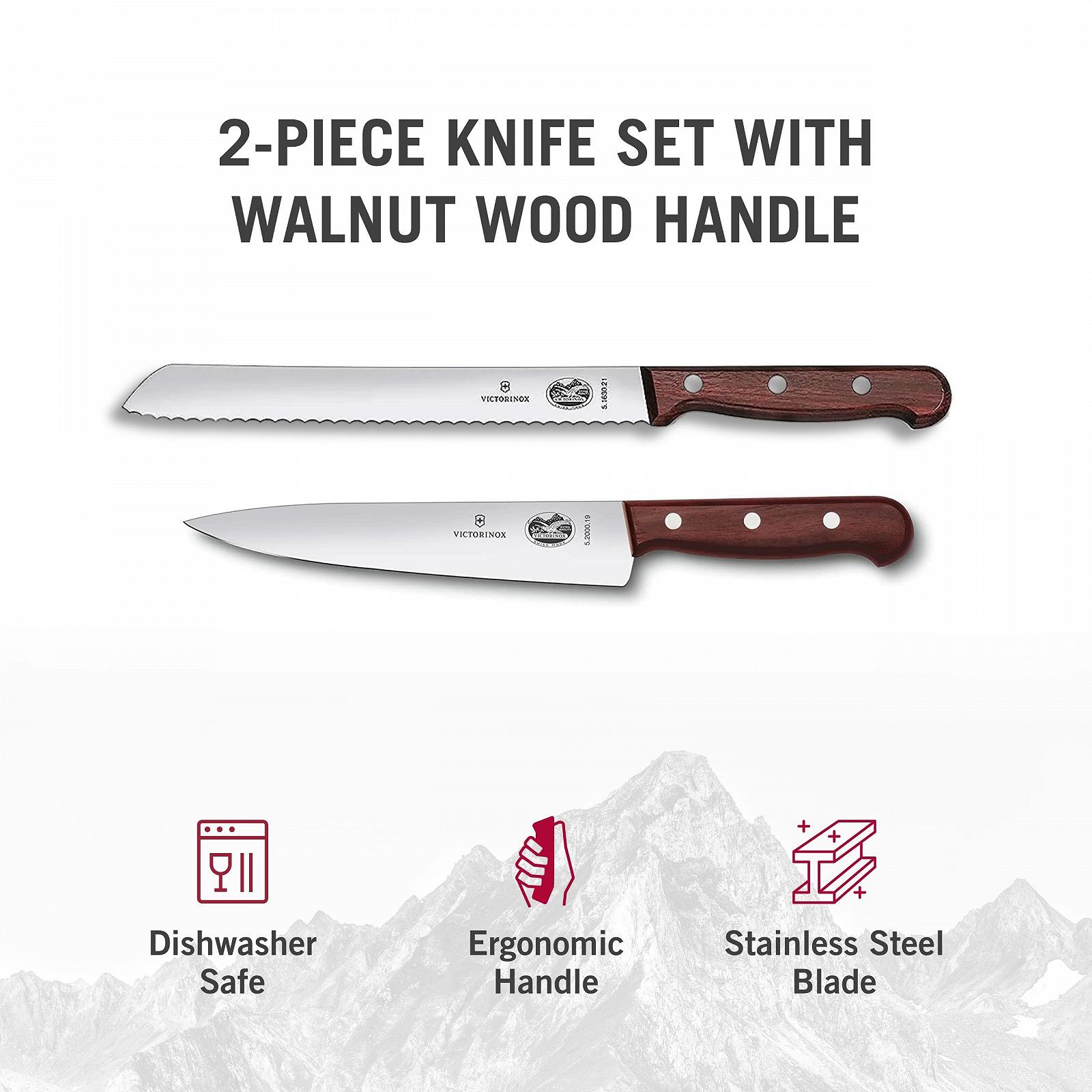 Набор кухонных ножей Victorinox Rosewood 2 предм. Нержавеющая сталь, Коричневый, фото №5