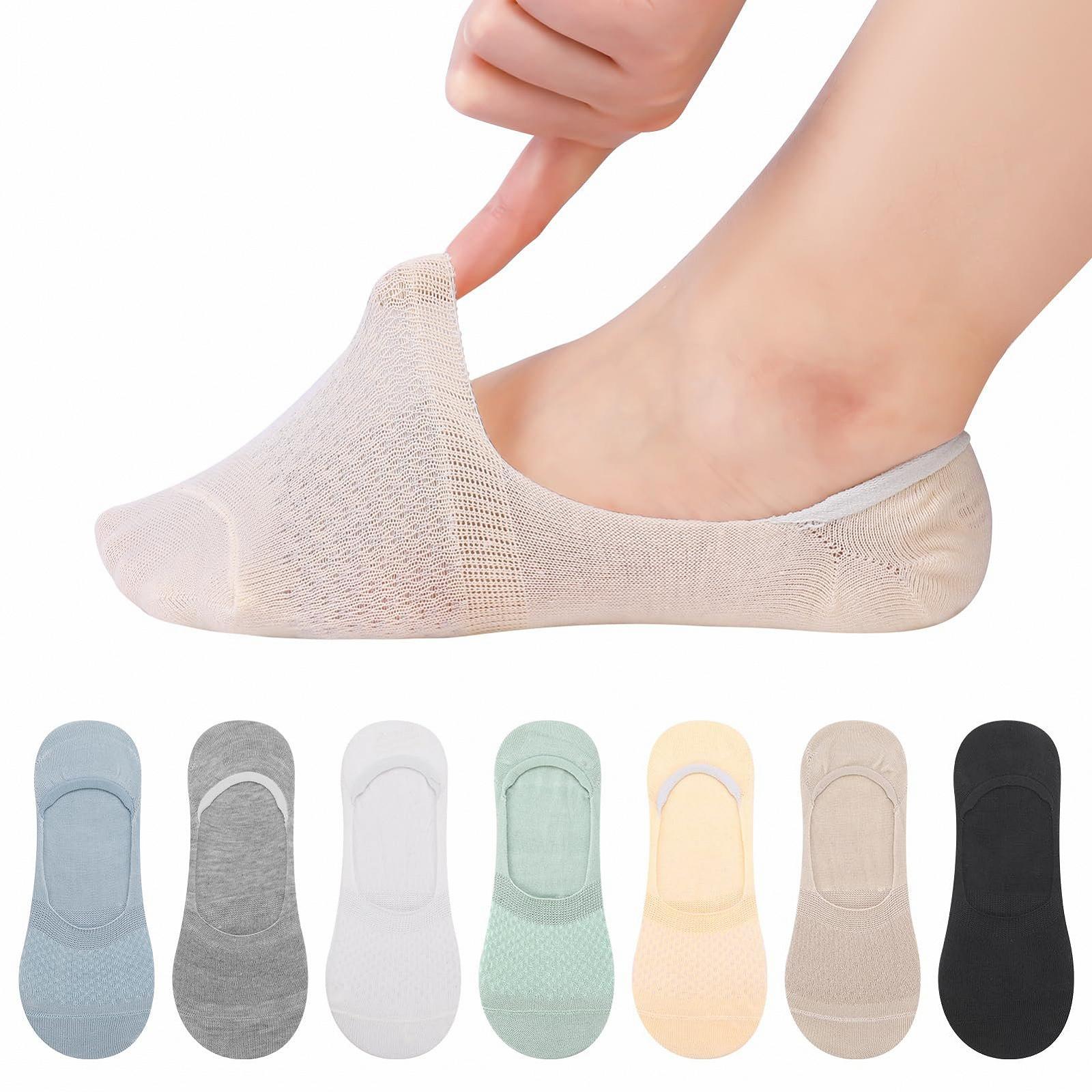 Женские носки Тип: Подследники 7 пар Цвет: Розовый, зеленый, оранжевый, серый, белый, голубой, черный, размер 35-40, фото №8