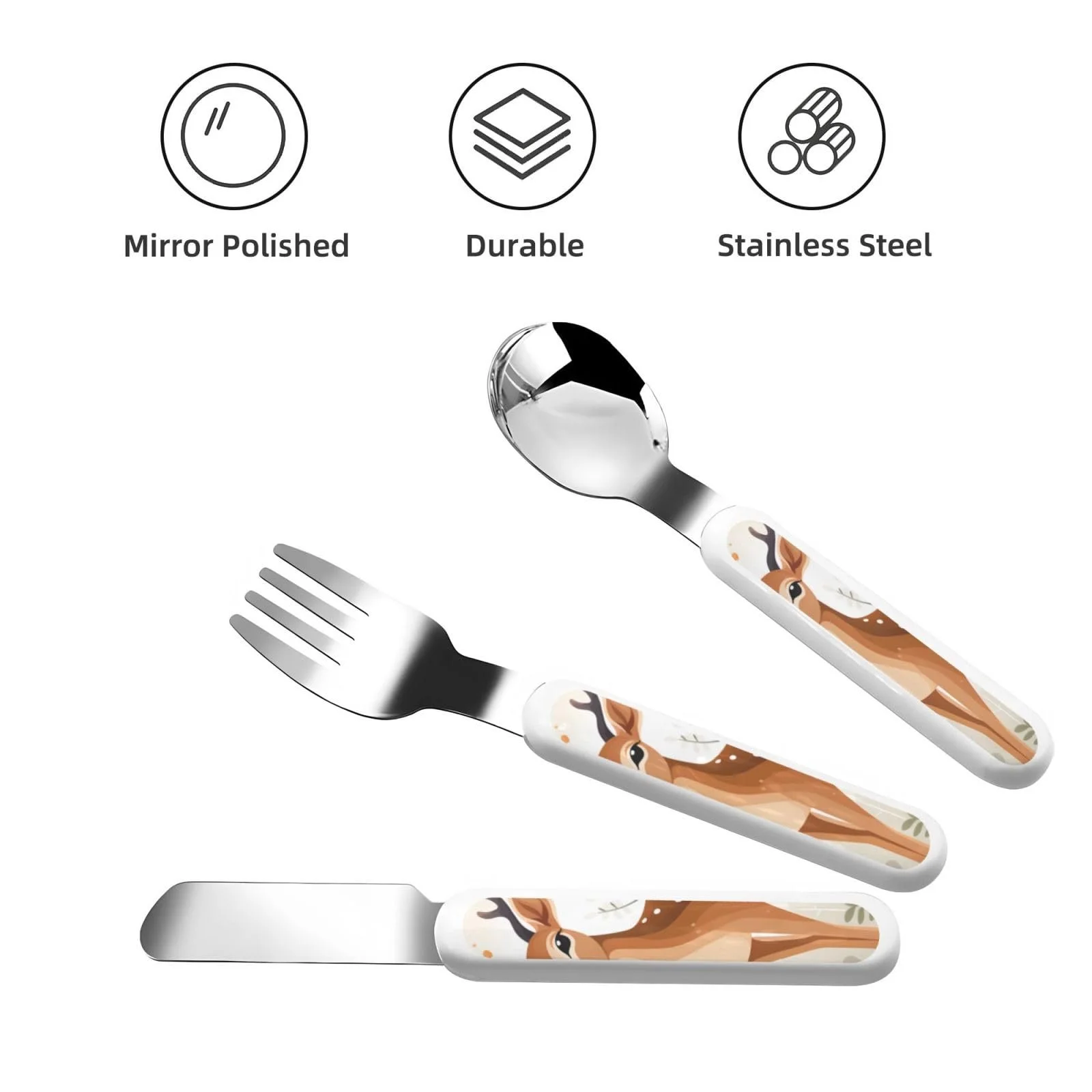 Дитячий набір столових приборів Маленький свіжий олень, фото №2 Дитячий набір столових приборів Маленький свіжий олень, фото №2