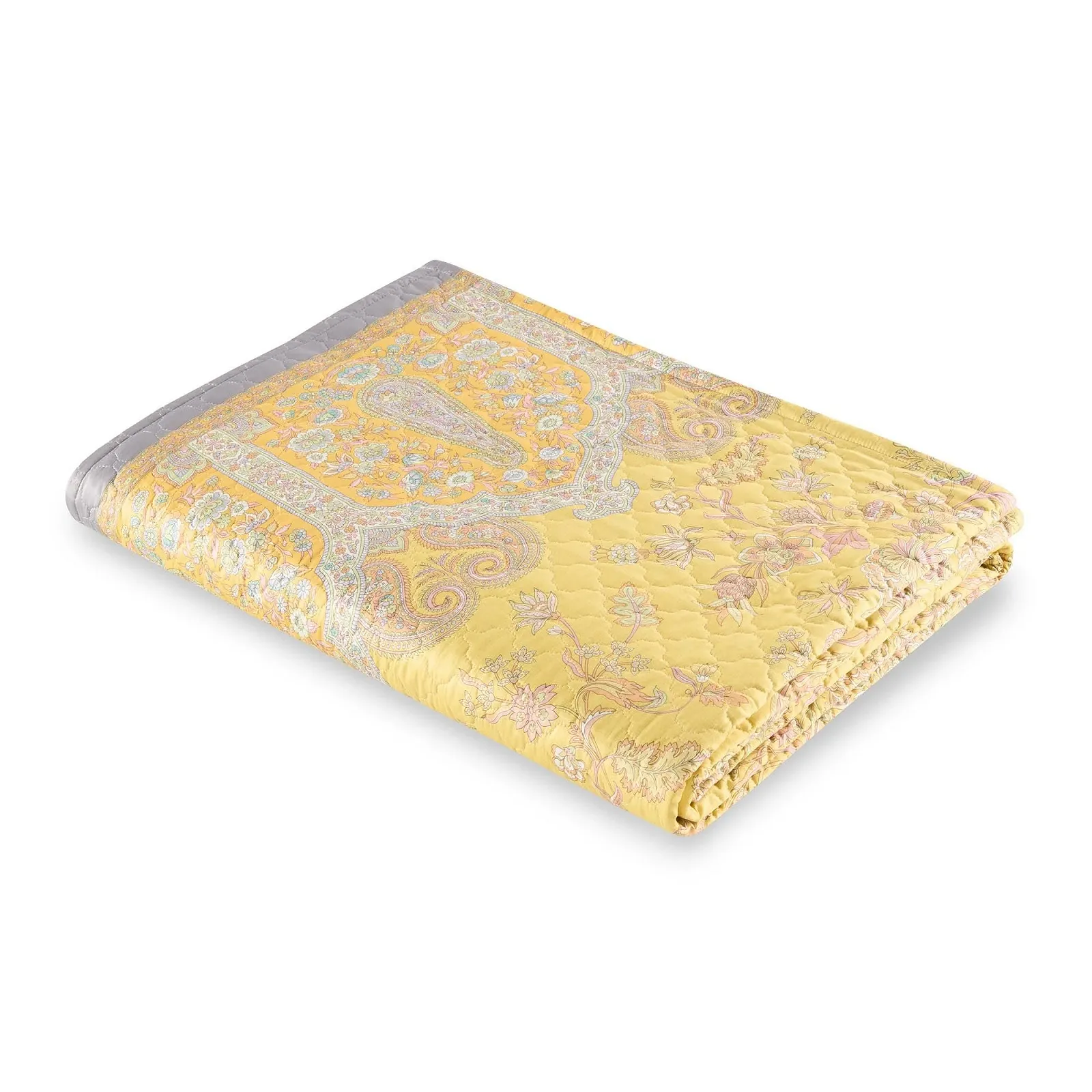 Покрывало Bassetti Granfoulard Двуспальное 100% Хлопок 265 x 255 см Indian Roses Lemon Y1 Lime, фото №3