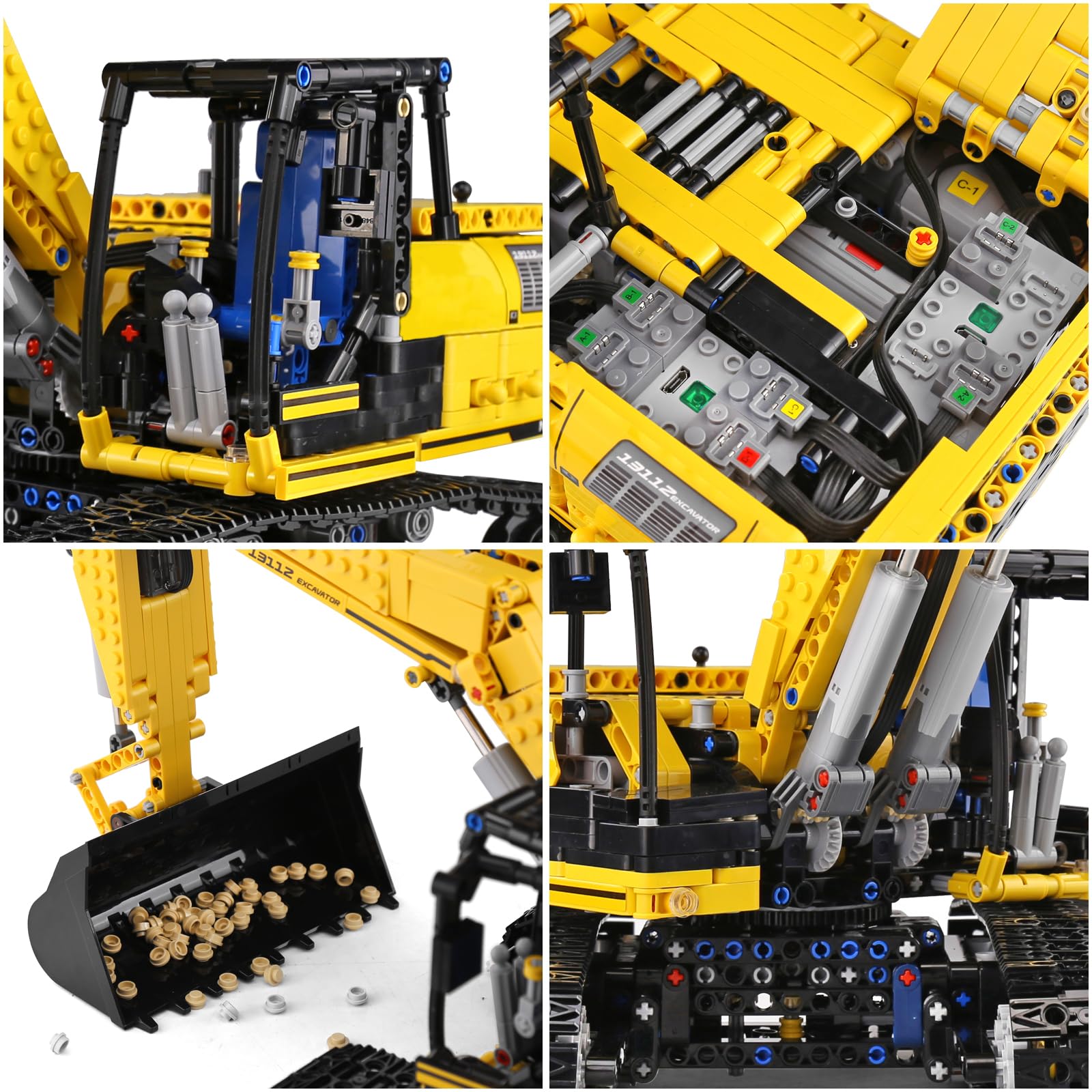 Модель Mould King Technology Remote Controlled Excavator Великий моторизований гусеничний екскаватор Іграшка високих технологій, фото №6