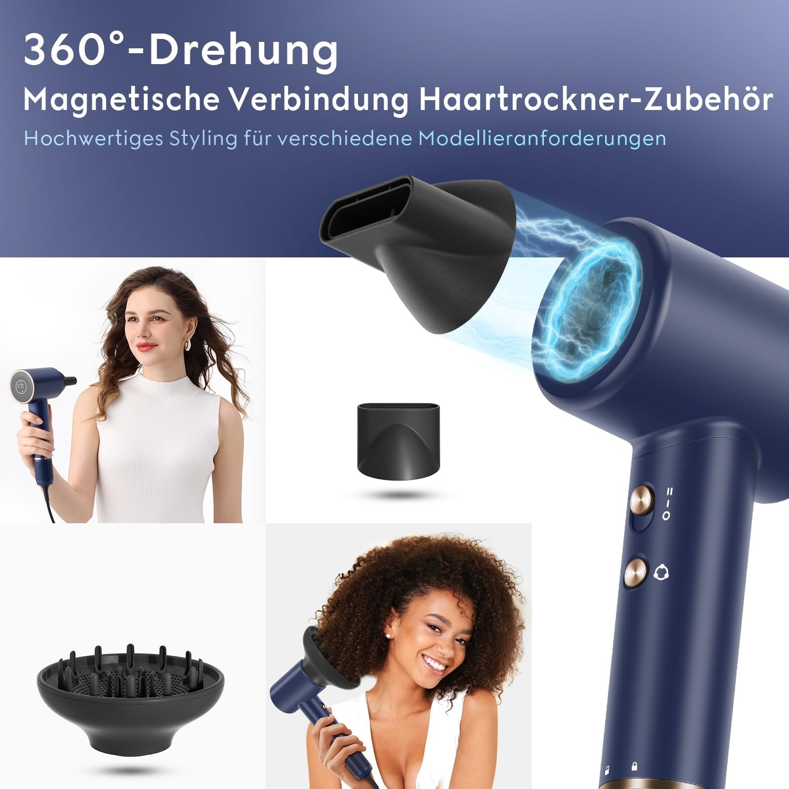 Фен PARWIN PRO BEAUTY Air-Sonic, Prussian Blue, фото №8