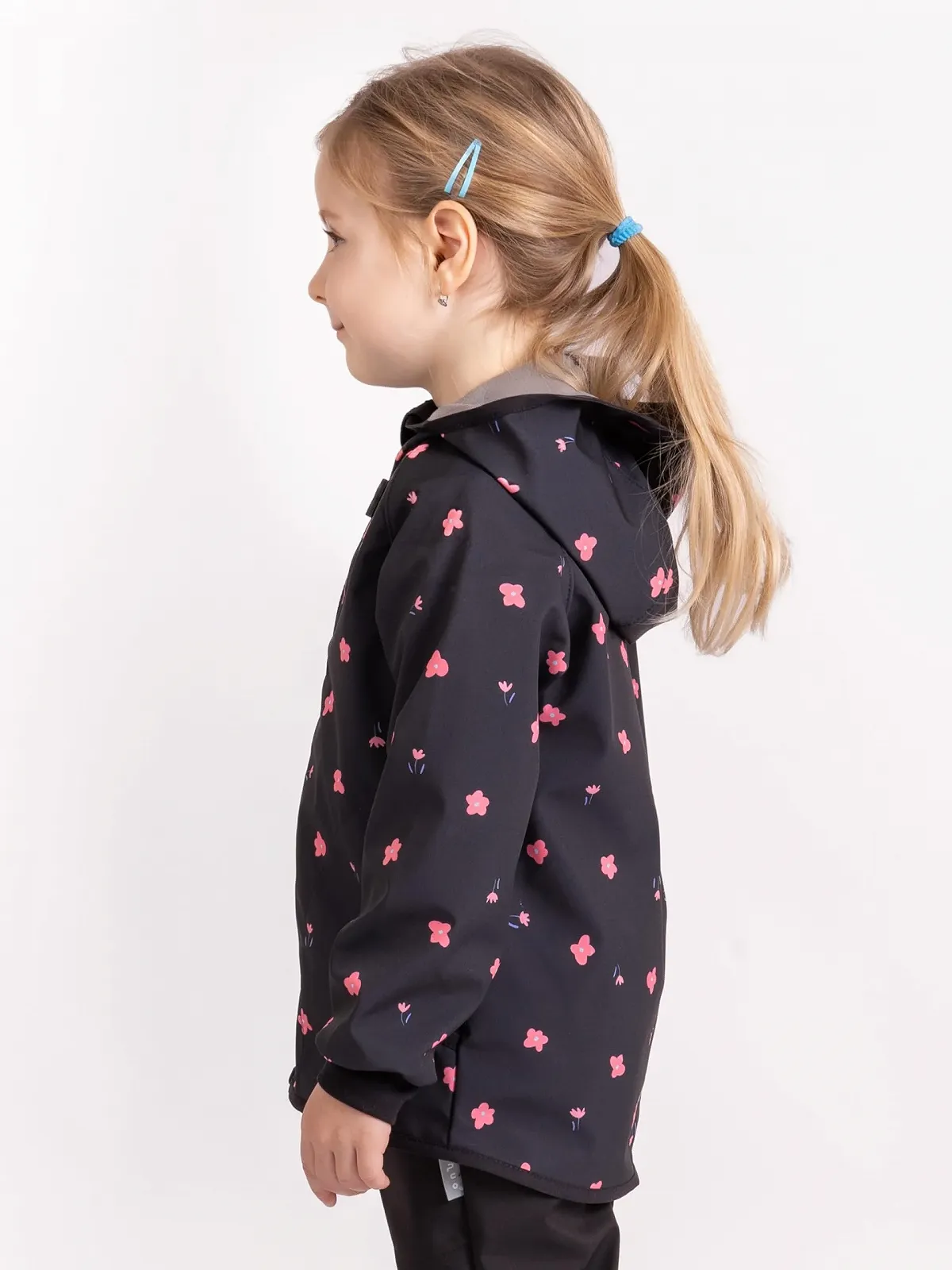 Детская куртка софтшелл Unuo Basic Fleece Цветы черный, фото №3