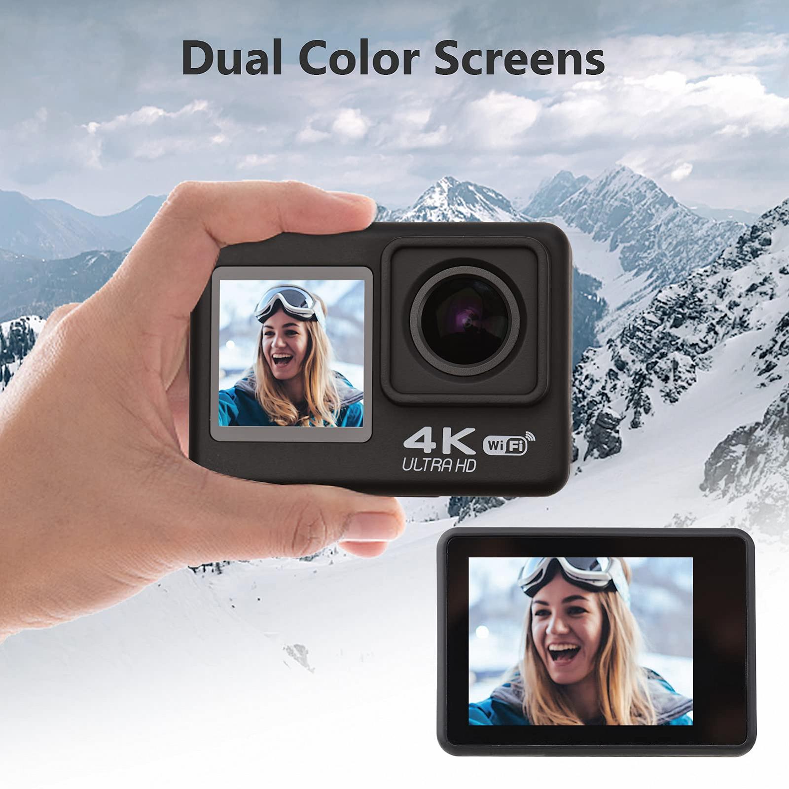 Екшн-камера Andoer 4K 60FPS водонепроникна 30M 170° ультраширокий кут WiFi з пультом, акумулятор 1 Li-Ion, комплект кріплень Чорний, фото №5