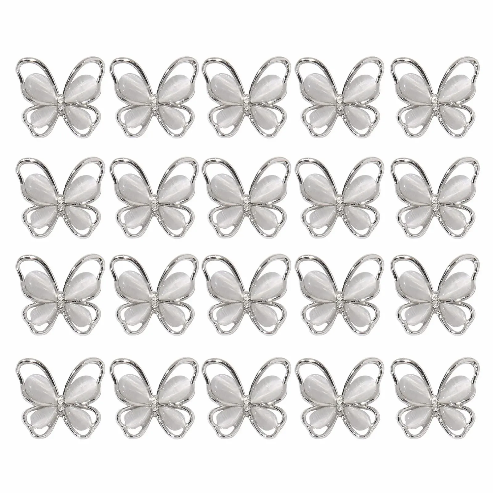 Подвеска для ногтей Метелик Серебристый, 1 шт, фото №1