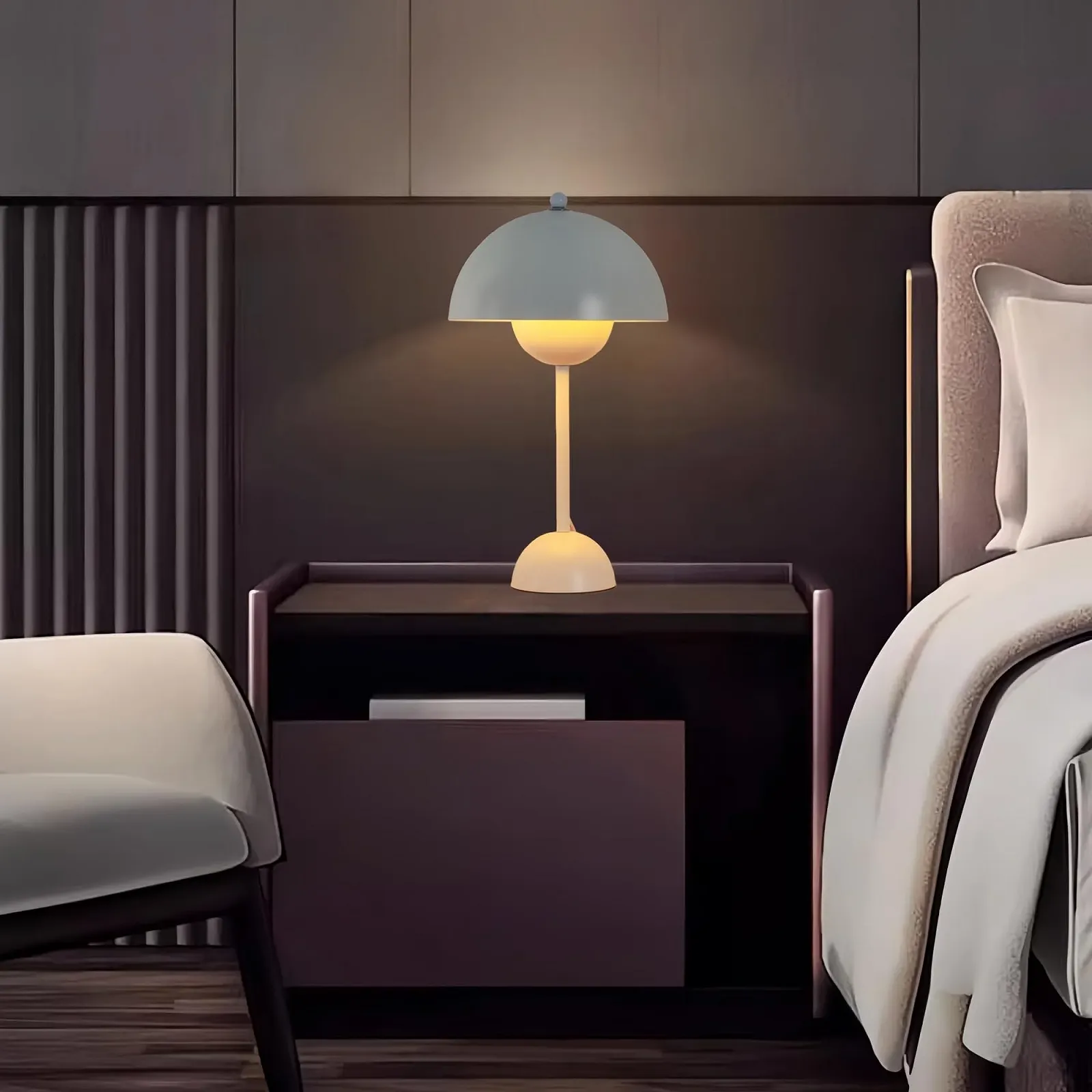 Настільна лампа Alpinaluz Біла Сталева Скандинавський ретро-дизайн Подвійний купол E27, фото №9