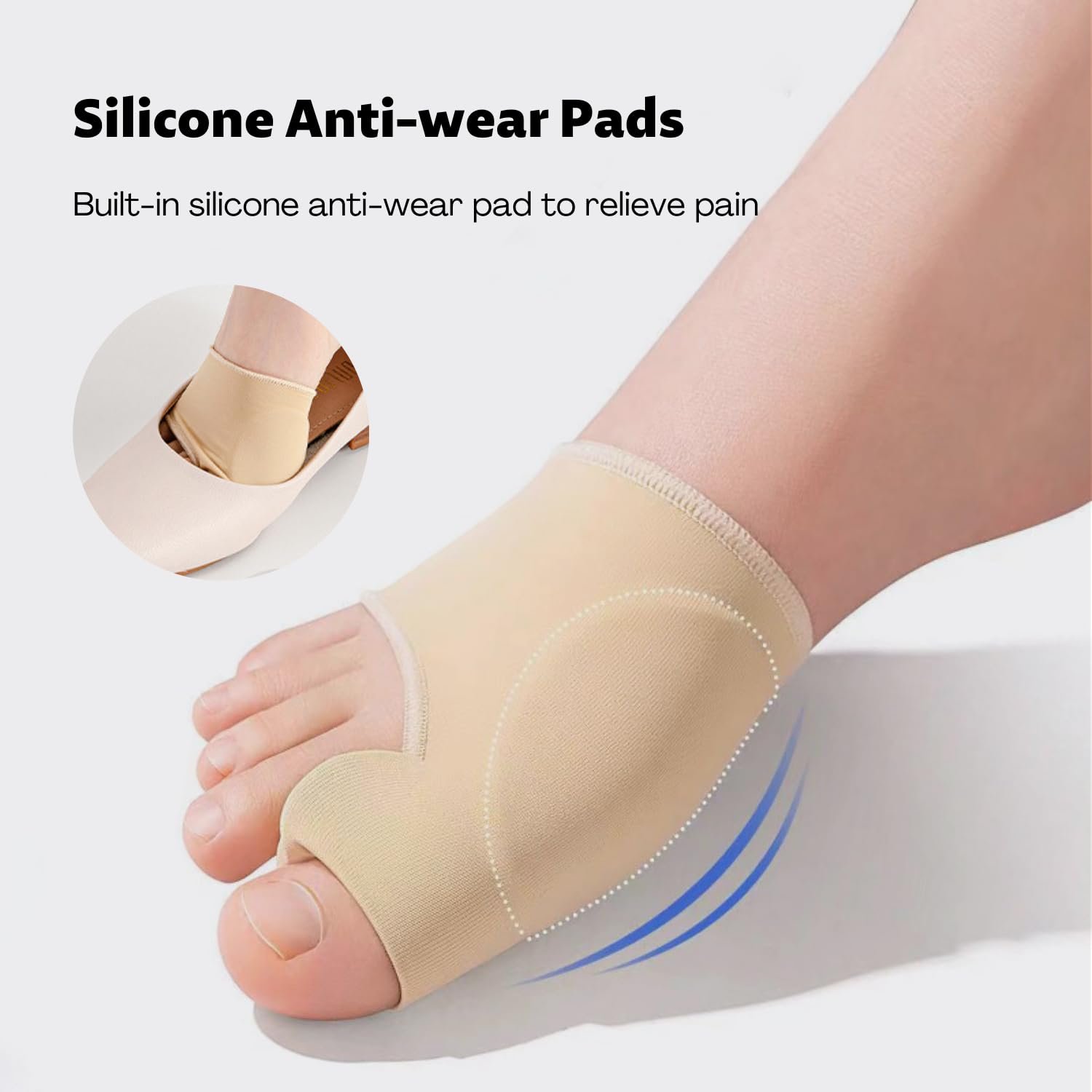 Шкарпетки Hallux Valgus 2 шт Силіконовий коректор з гелевими подушечками, фото №6