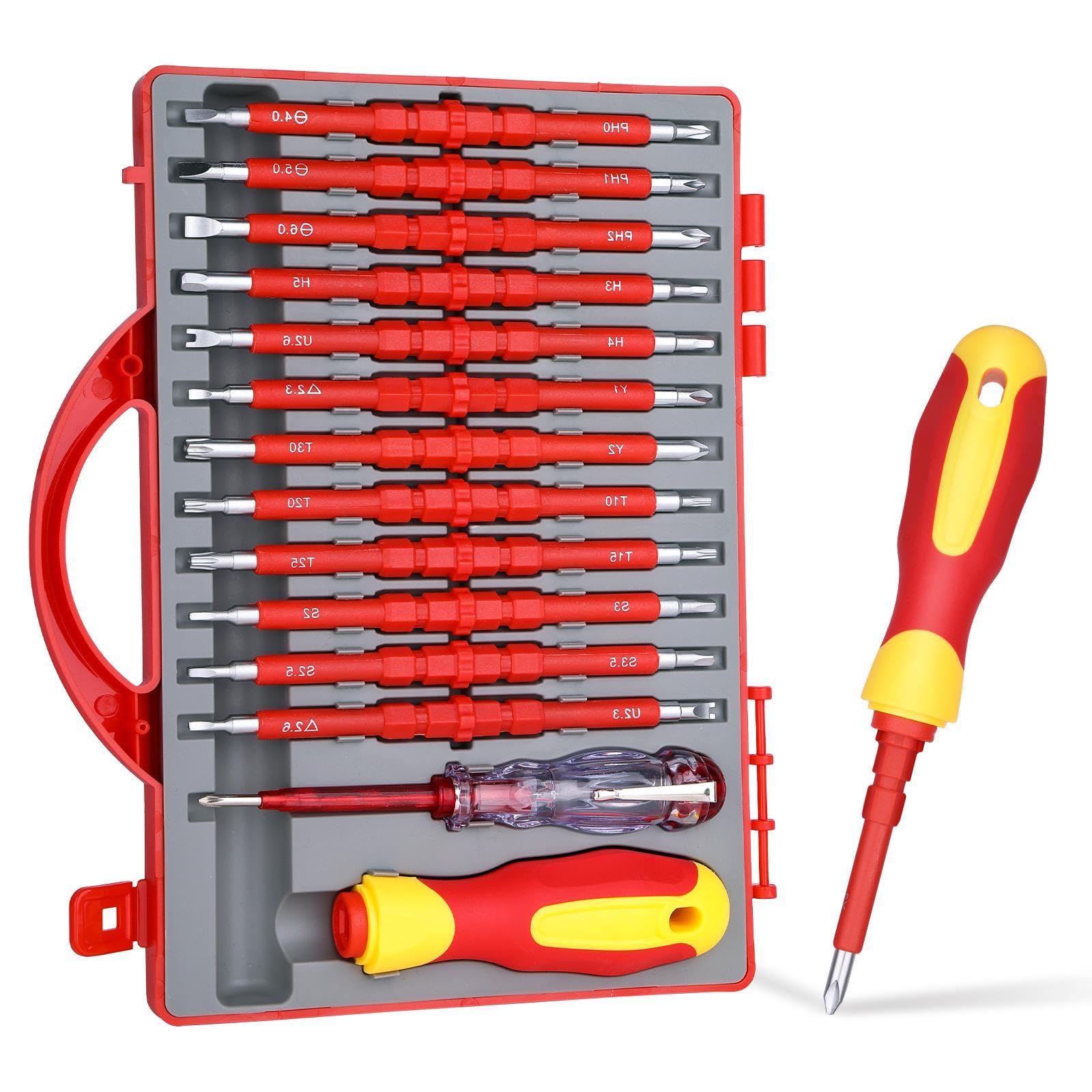 Набір викруток QTY 26-Piece Insulated Screwdriver Voltage Tester Slotted & PH & PZ Set Electrician, фото №1