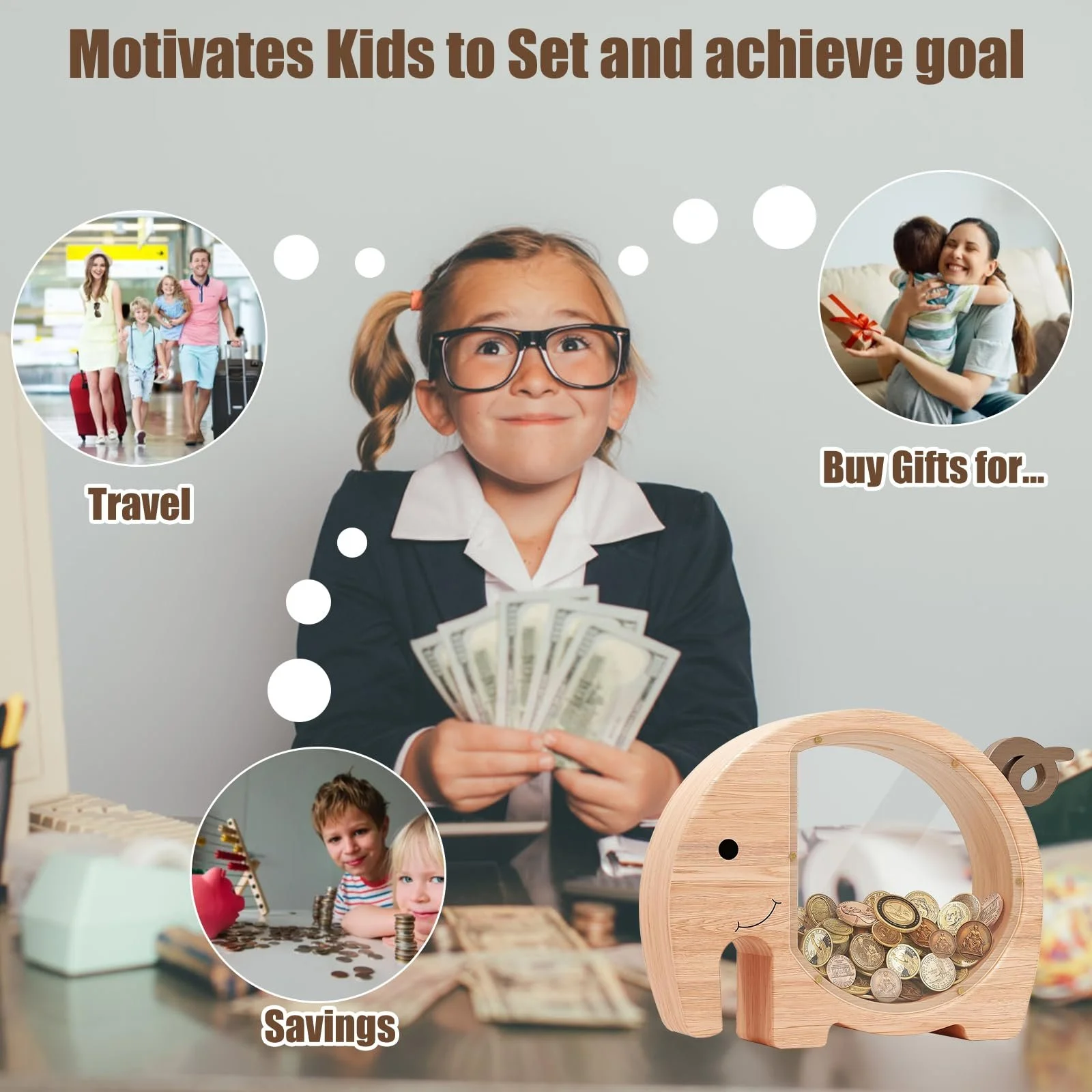 Скарбничка Elephant дерев'яна з ручкою (Elephant), фото №4