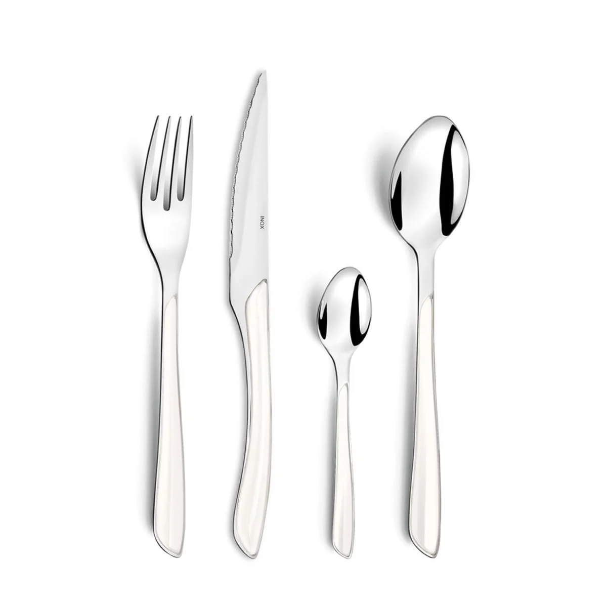 Набір столових приборів Amefa ECLAT для 4 осіб, нержавіюча сталь з високоякісними пластиковими ручками білого кольору, 16 предметів, фото №1 Набір столових приборів Amefa ECLAT для 4 осіб, нержавіюча сталь з високоякісними пластиковими ручками білого кольору, 16 предметів, фото №1