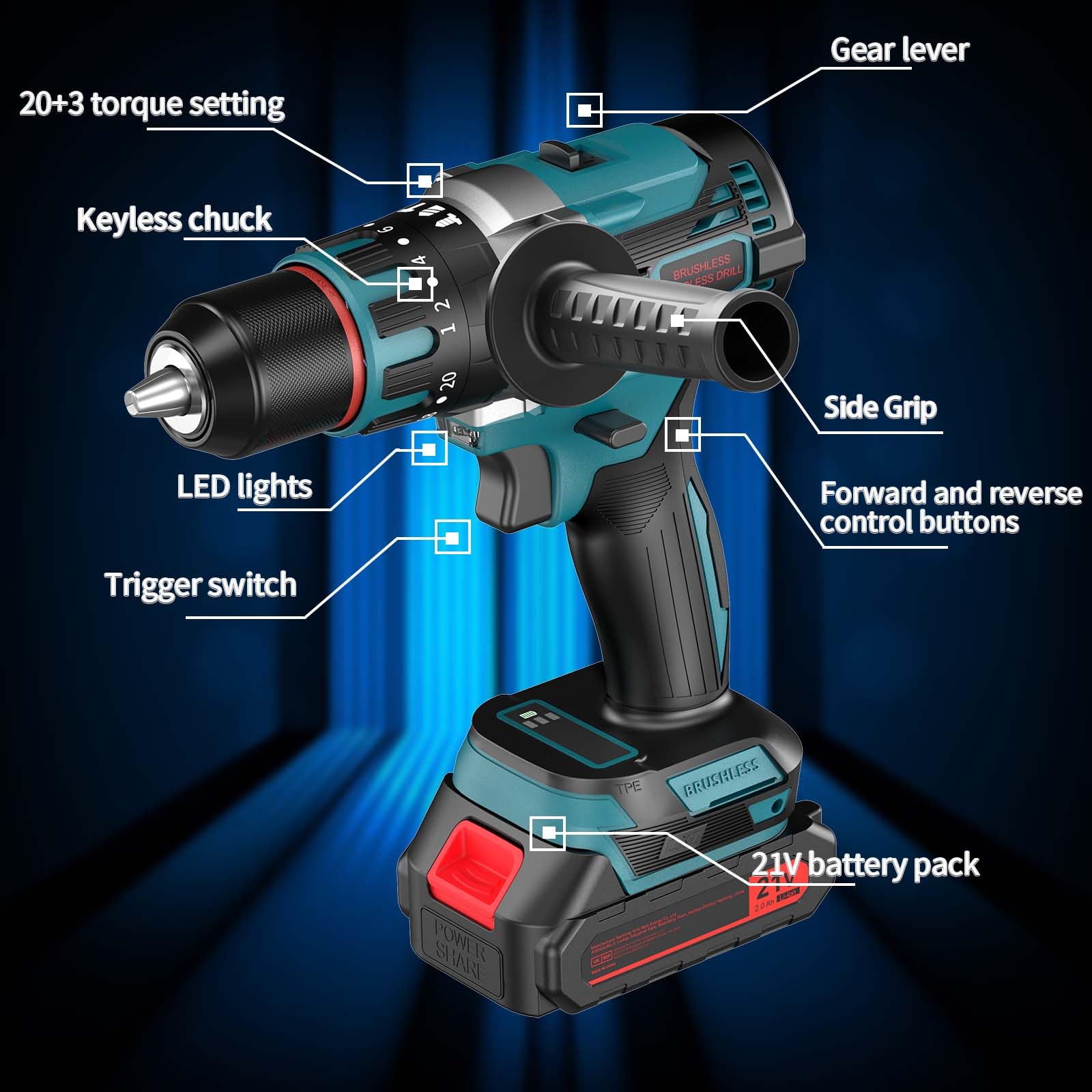 Электрическая аккумуляторная дрель Brushless 80 Нм, фото №4 Электрическая аккумуляторная дрель Brushless 80 Нм, фото №4