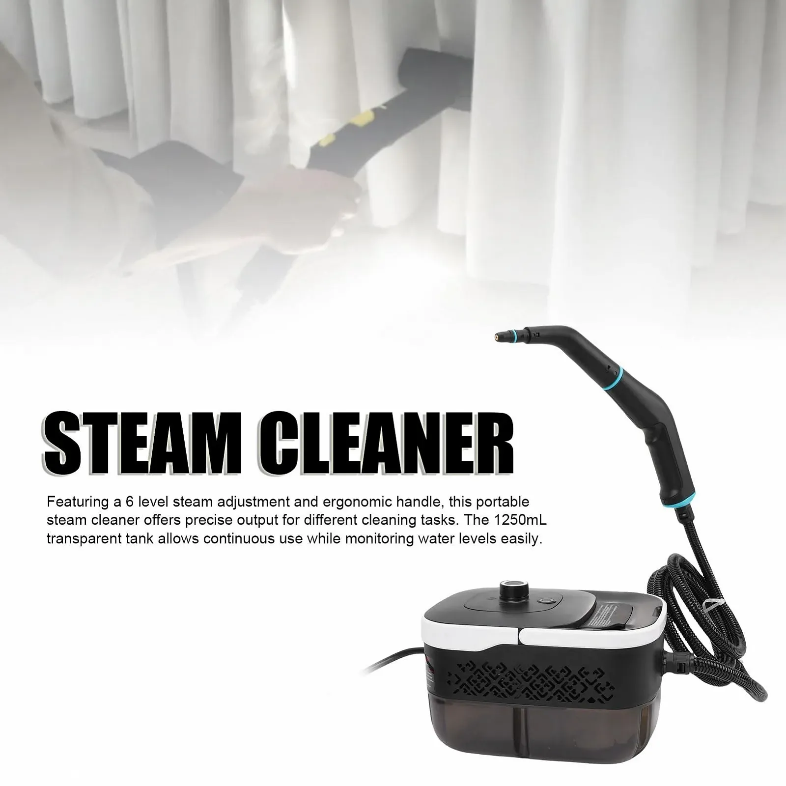 Пароочисник Qcwwy ручний 2500 W 4 бар 1250 мл 6 рівнів пари (EU Plug 220 V), фото №4