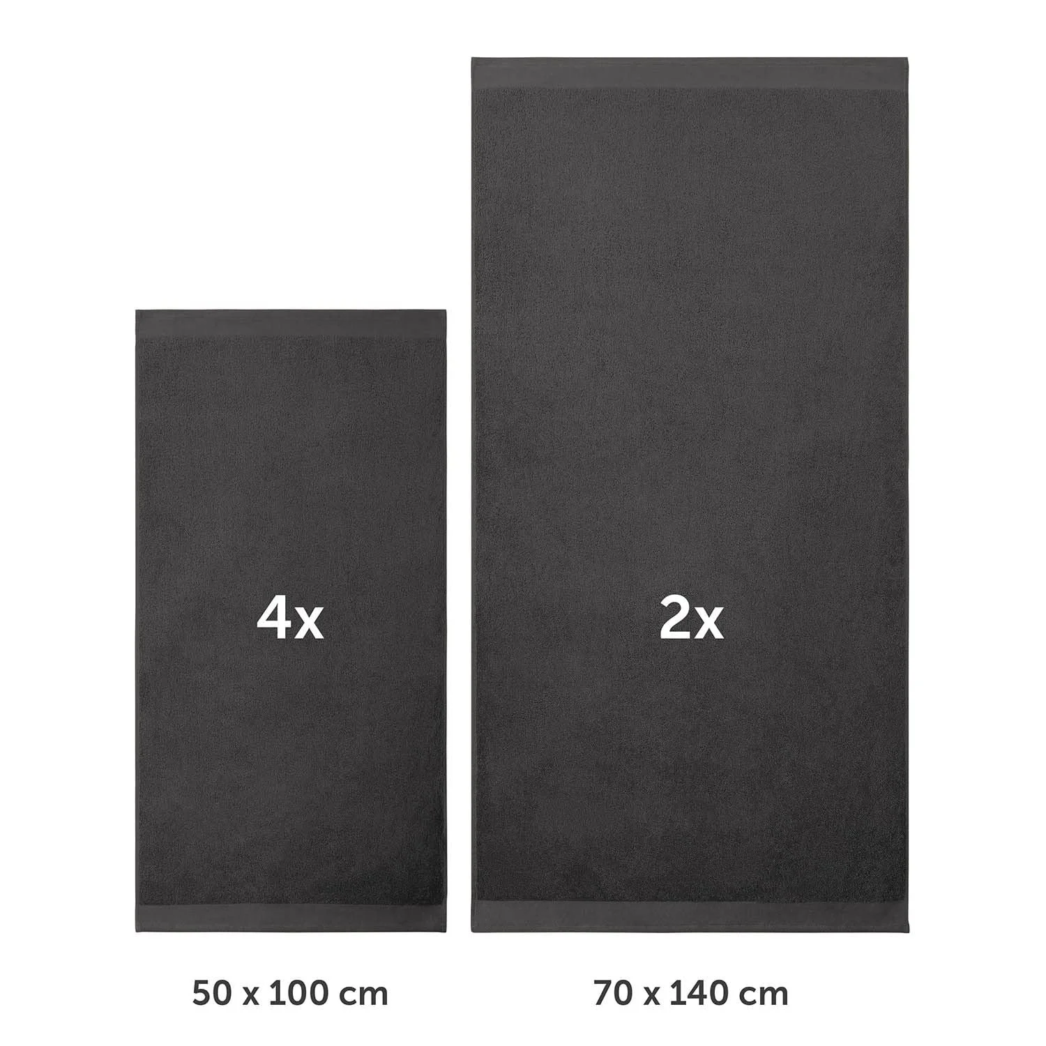 Набір рушників Blumtal 2 шт 70 x 140 см + 4 шт 50 x 100 см 100% бавовна Anthracite, фото №2