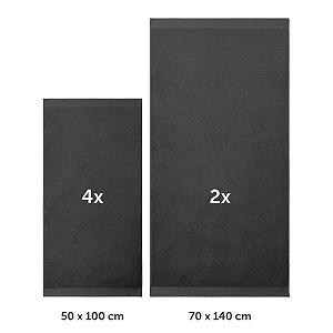Набір рушників Blumtal 2 шт 70 x 140 см + 4 шт 50 x 100 см 100% бавовна Anthracite synthetic.ua - Фото 1