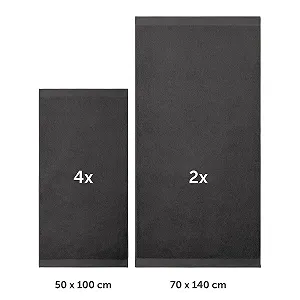 Набор полотенец Blumtal 2 шт 70 x 140 см + 4 шт 50 x 100 см 100% хлопок Anthracite synthetic.ua - Фото 1
