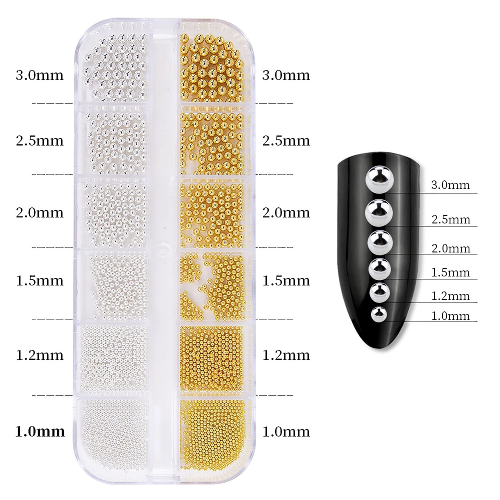 Стрази для нігтів 12 Cell 6 Розмірів Сталева кулька DIY Прикраси, фото №2