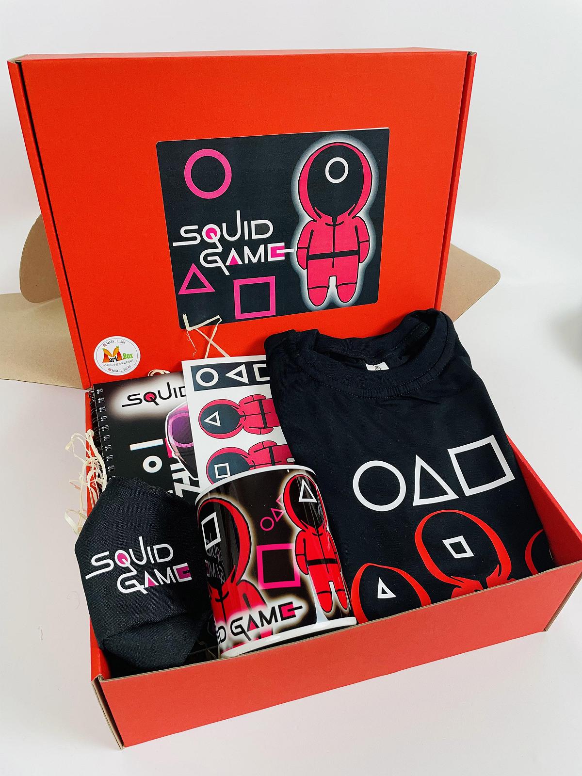 Подарочный набор Украина Игра в Кальмара Подарочный бокс - набор Squid Game Подарок для ребенка футболка, фото №1