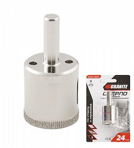 Свердло трубчасте GRANITE з алмазним напиленням для скла та плитки 24 мм 2-01-224 - Фото 1