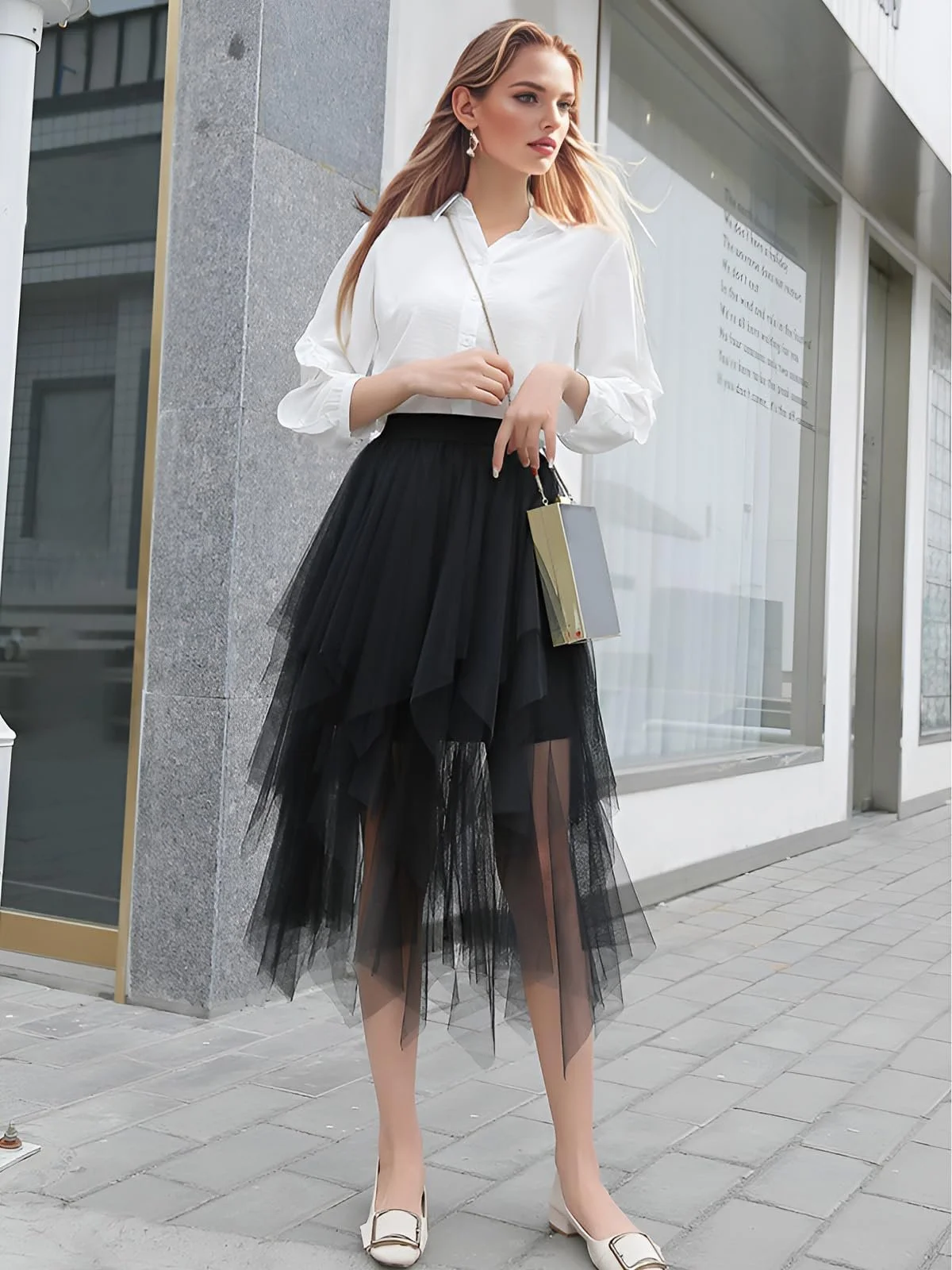 Юбка Тюлевая Soudittur A-силуэта Миди Многослойная Юбка Феи Неправильная Юбка-скейтер Пачка Юбка Хэллоуин Карнавальная Юбка, фото №7