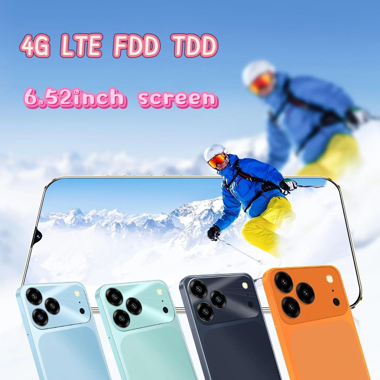 Смартфон 6.5" HD 4GB RAM 64GB ROM TF 256GB 4G LTE 5MP+13MP 4000 мАч 8-ядерный Оранжевый (Orange), фото №4