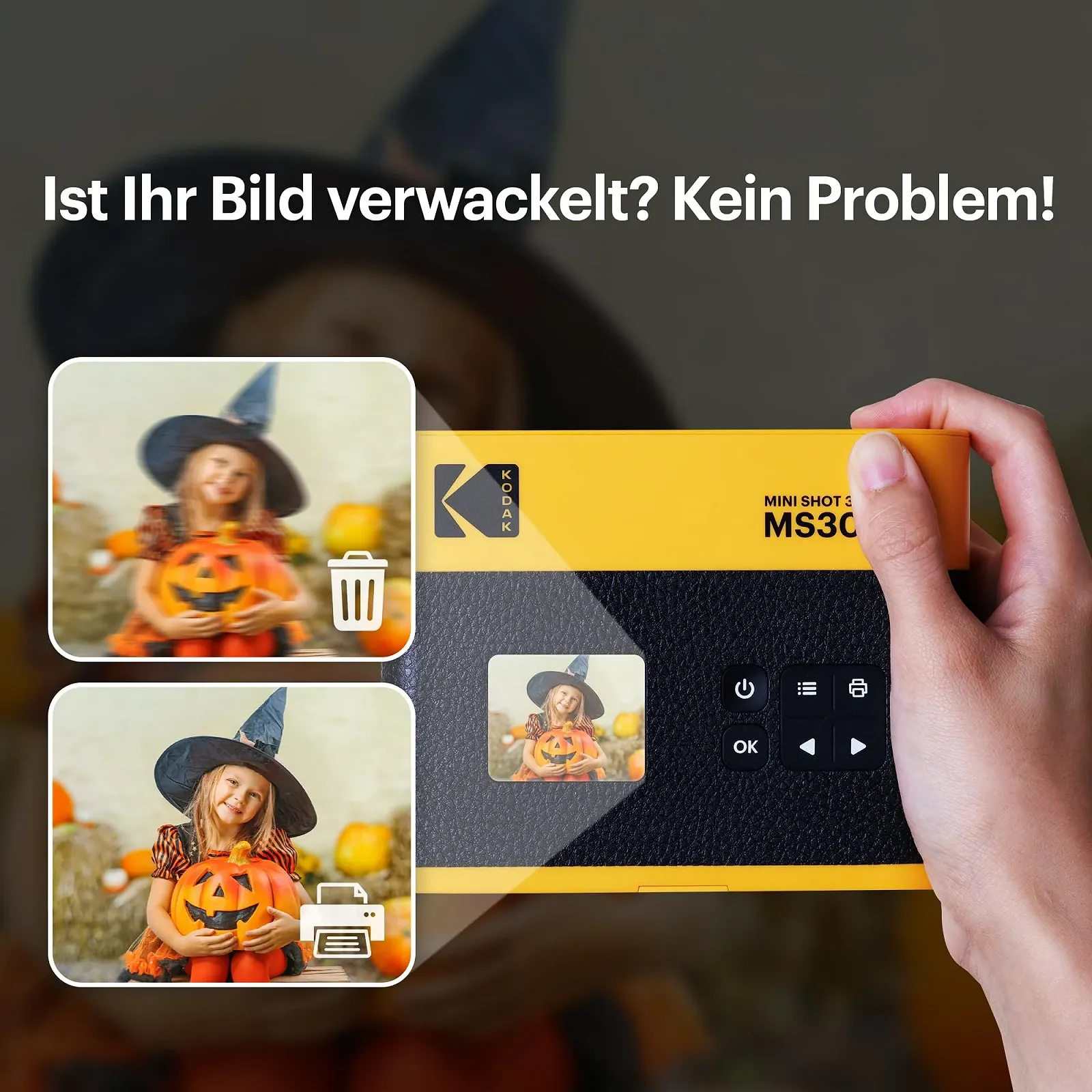 Фотокамера мгновенной печати и фотопринтер 2-в-1 Kodak Mini Shot 3 ERA 4PASS 7.6 x 7.6 см + 8 листов Желтая, фото №10