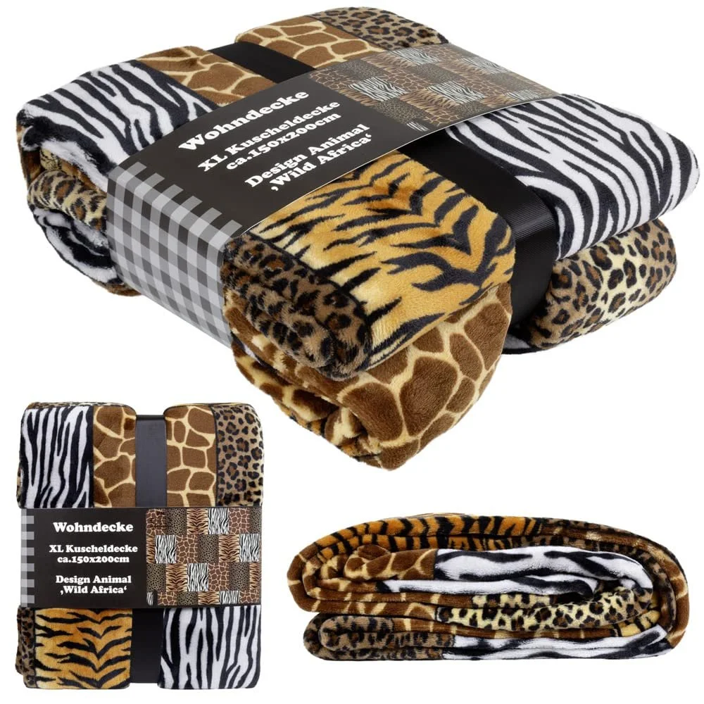 Покривало Trendyshop365 Африканські тварини 150 x 200 см Зебра Жираф Леопард, фото №2