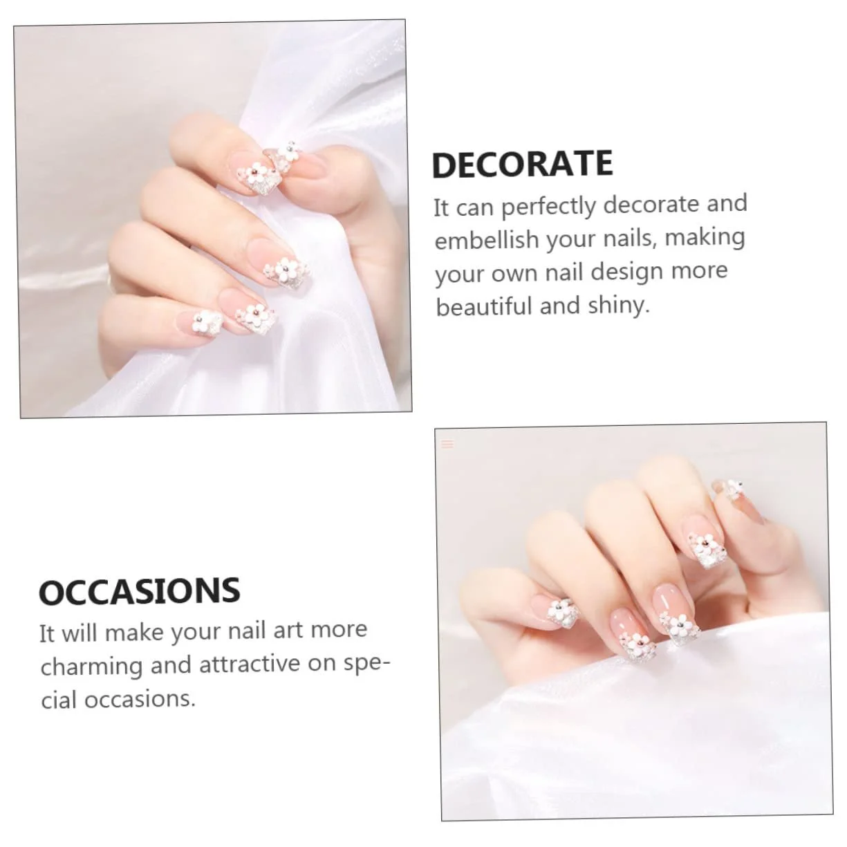 Украшения для ногтей FRCOLOR Жемчуг, металлические украшения, 3D украшения для ногтей в японском стиле, 3 шт, фото №5