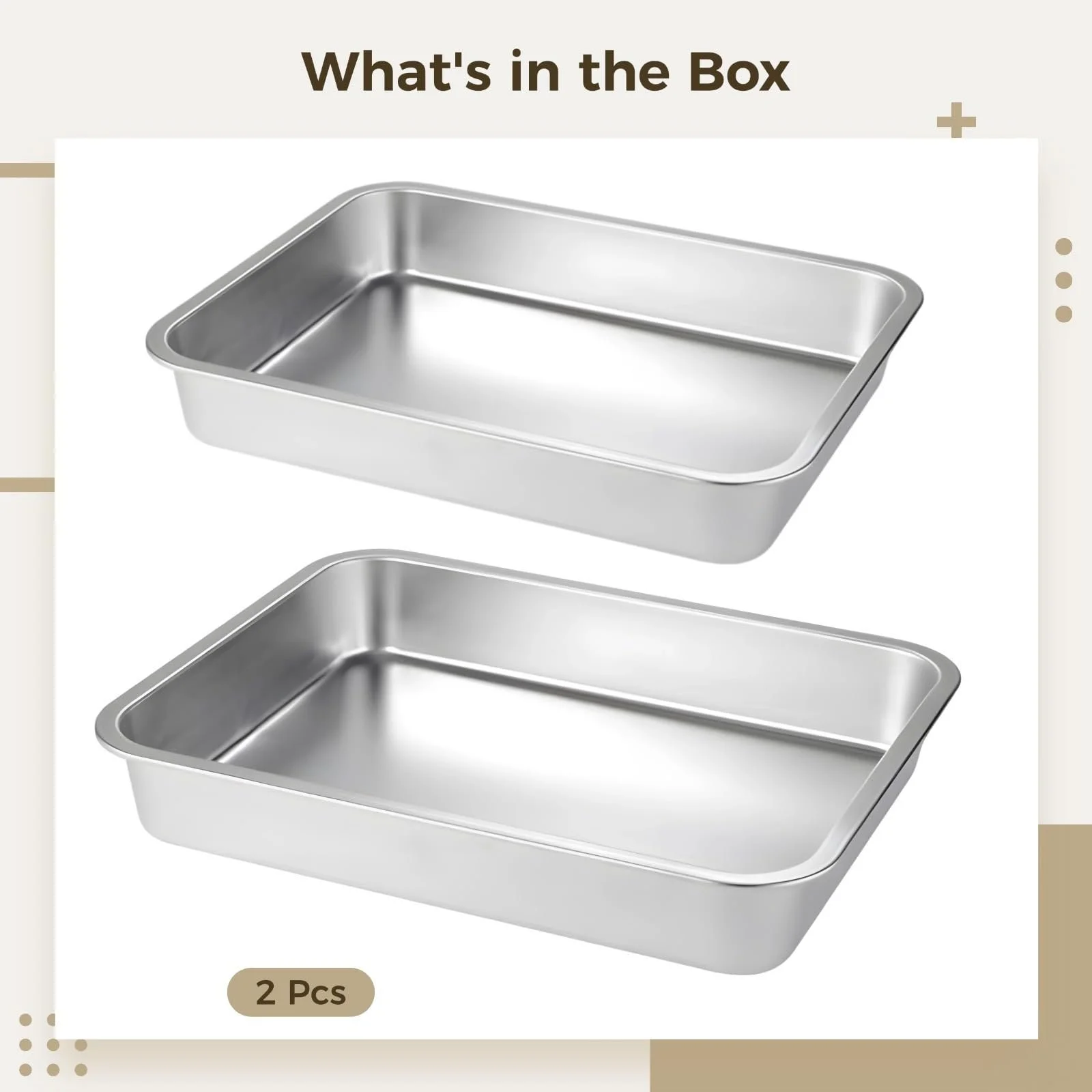 Форма для лазаньї набір із 2 шт. із нержавіючої сталі 7.9 см, фото №4