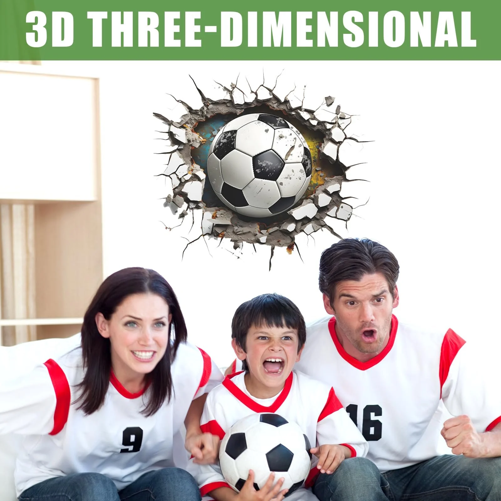 Наклейка на стіну 3D Футболіст Ефект прориву 27 x 29 см, фото №4 Наклейка на стіну 3D Футболіст Ефект прориву 27 x 29 см, фото №4