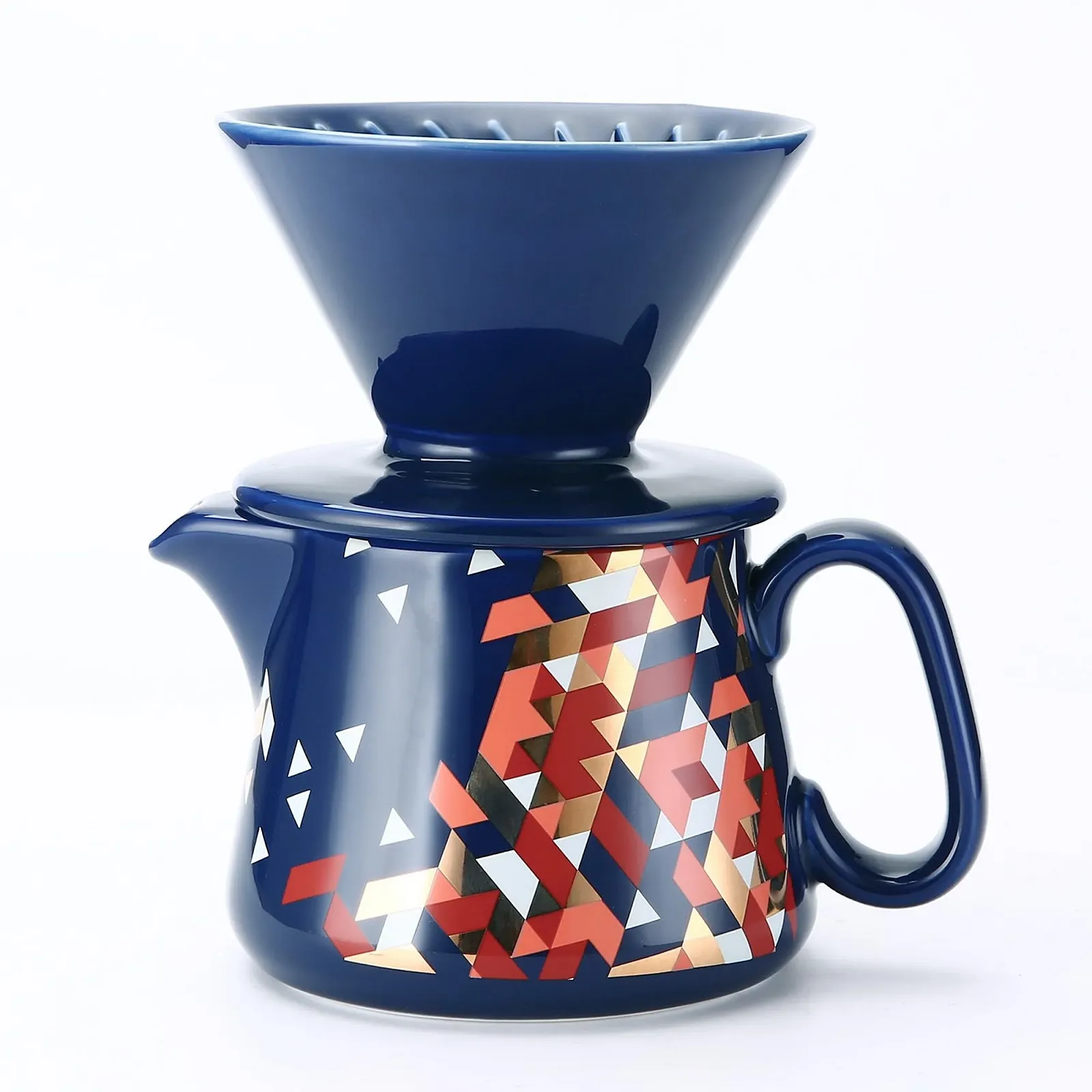Пуровер Кофеварка Керамический Кофейный Фильтр 450 мл Синий, фото №1