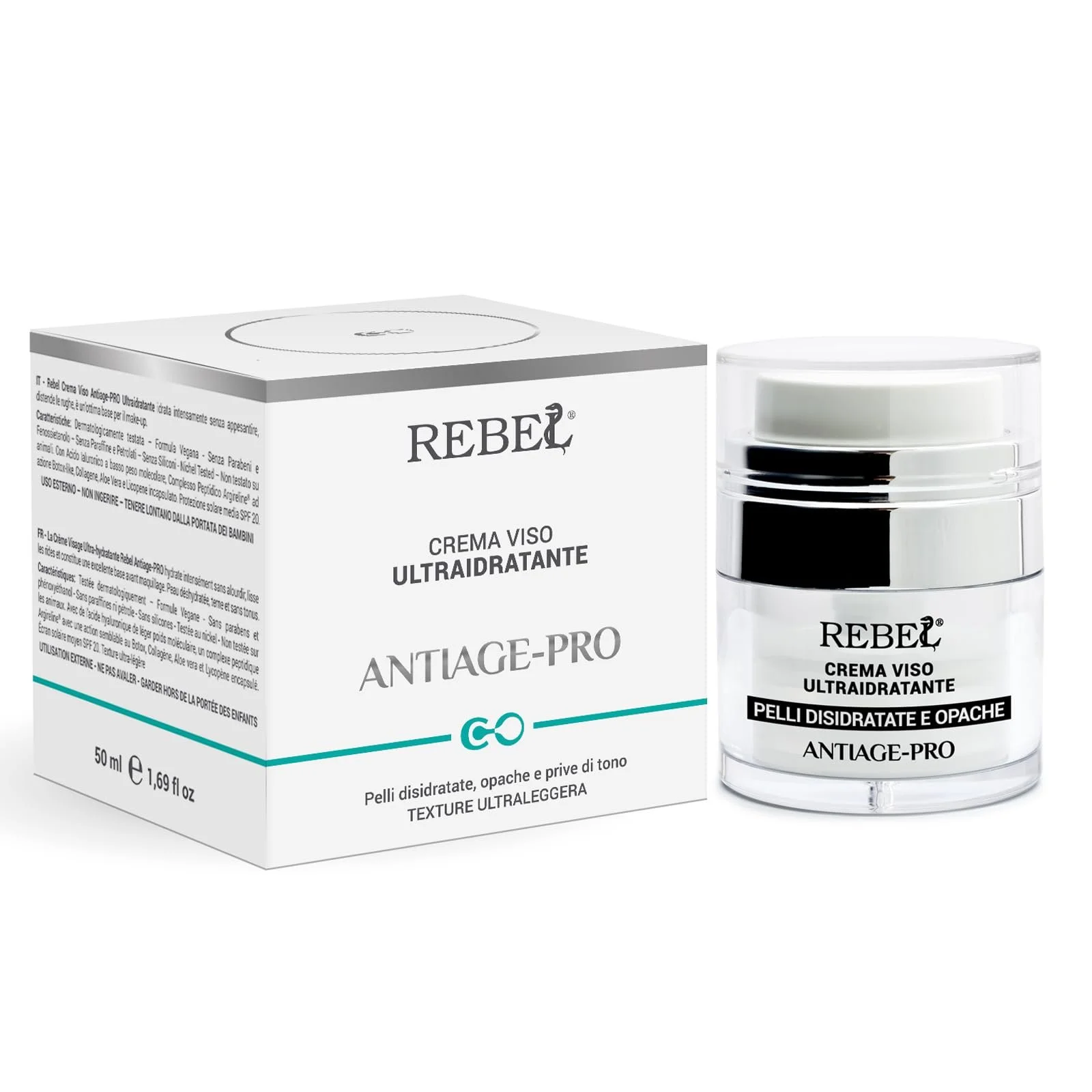 Крем для обличчя Rebel Antiage Pro Ultra Moisturising Anti-Wrinkle з гіалуроновою кислотою та пептидами SPF 20 30 мл, фото №1