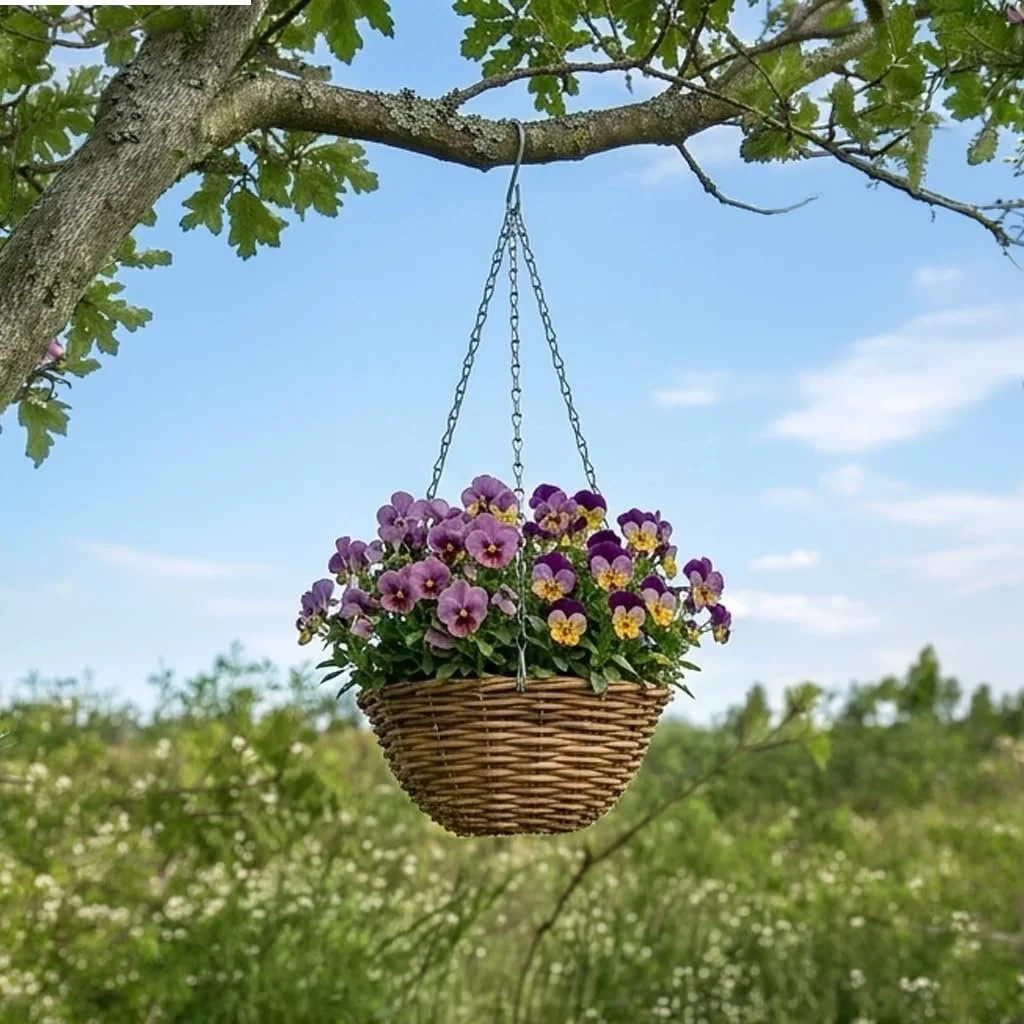 Кошик для рослин підвісний Spetebo 35 см плетений з верби з ланцюжком, фото №8 Кошик для рослин підвісний Spetebo 35 см плетений з верби з ланцюжком, фото №8