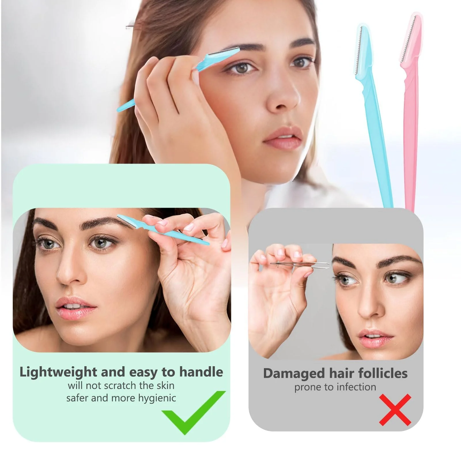 Бритва для брів Pack of 40 Eyebrow Razors for Women 40 шт. Синій, рожевий, фото №5 Бритва для брів Pack of 40 Eyebrow Razors for Women 40 шт. Синій, рожевий, фото №5