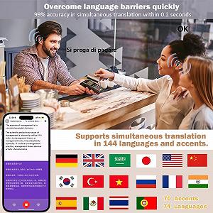 Навушники-перекладач Ki навушники для перекладу в реальному часі, 4-в-1 в реальному часі з 144 мовами synthetic.ua - Фото 1