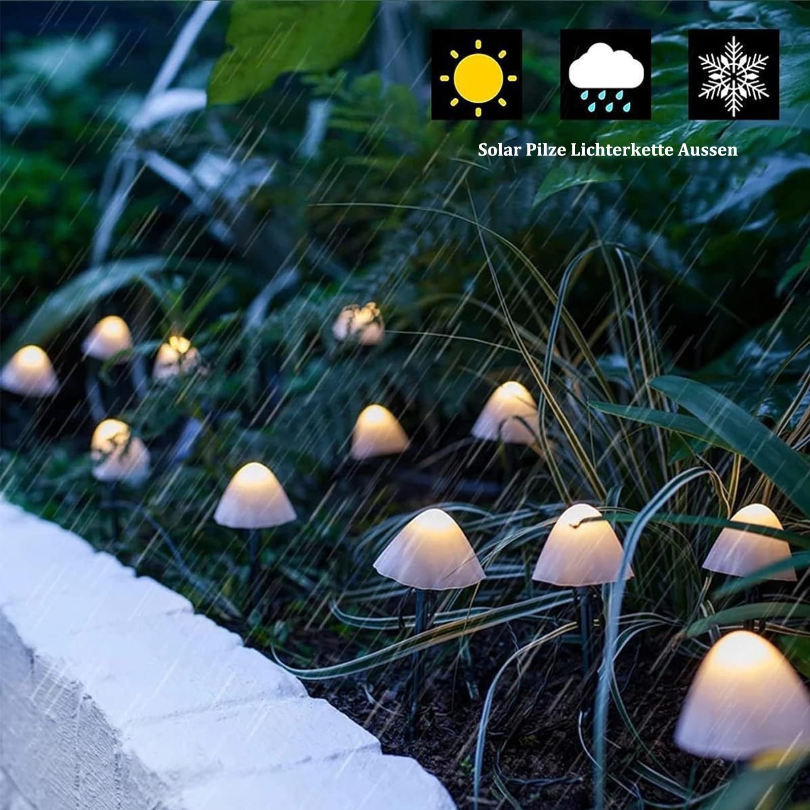Гирлянда ENLACE, 10 LED, 3.5 м, в форме грибов, солнечная, для сада, теплая, фото №5